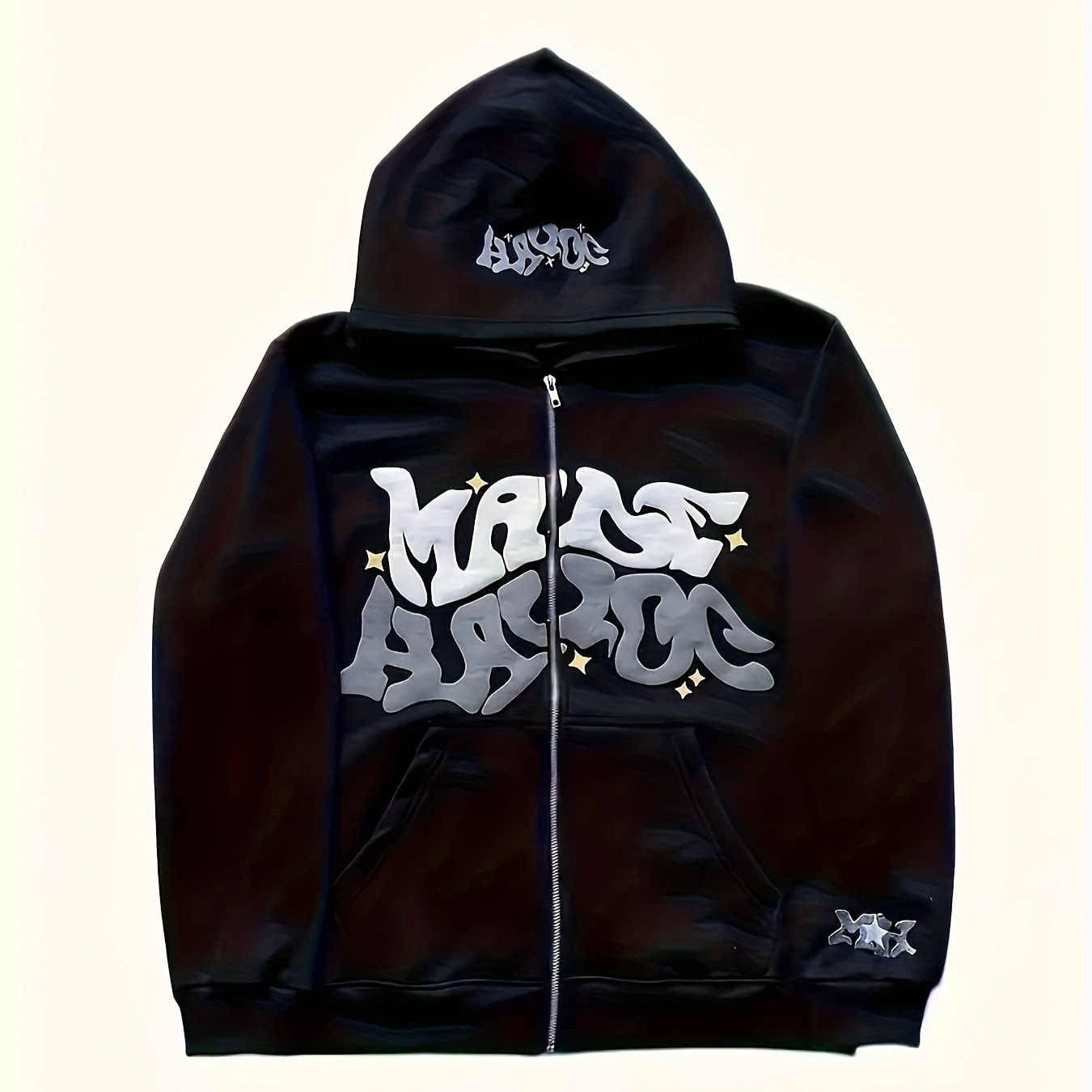 

Men's Letters Print Hooded Jacket For Spring Fall