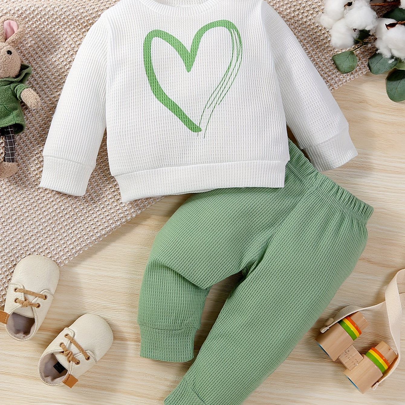 

2pcs Toddler -shaped Long Sleeve Sweatshirt Top + Long Pants
