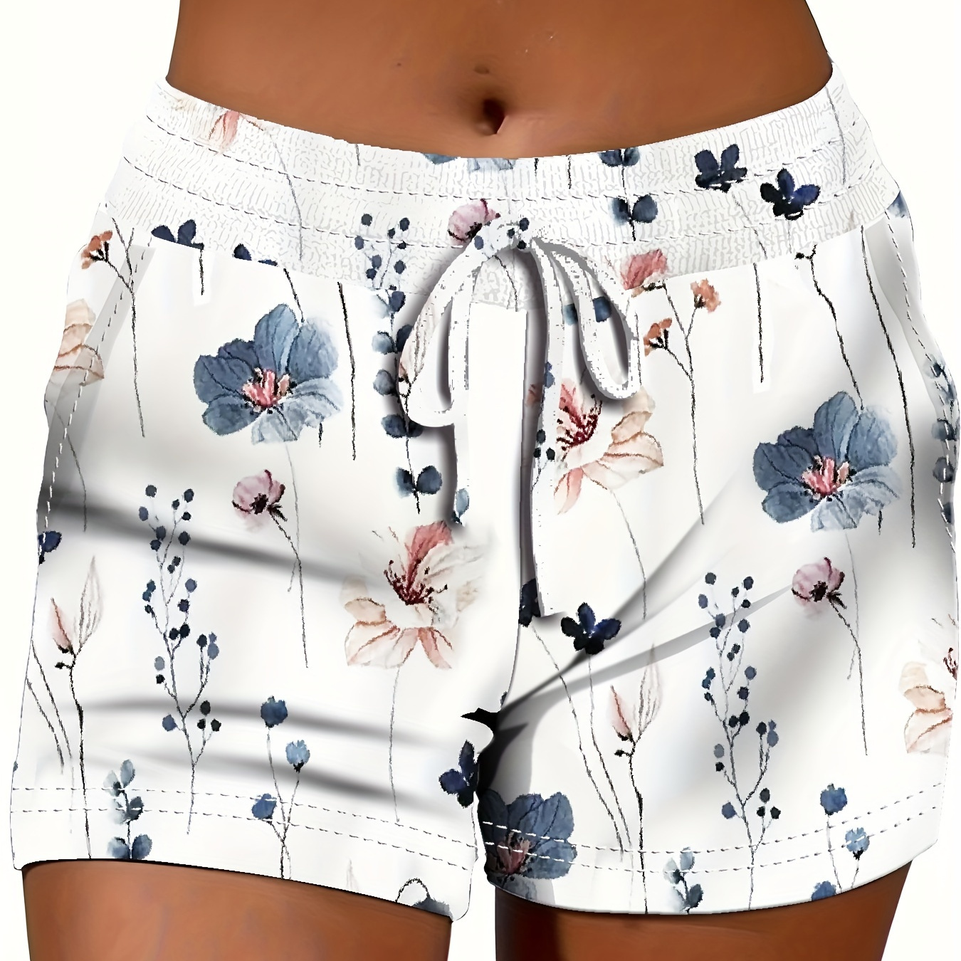 

Floral Print Drawstring Shorts, Casual Slant Pockets Shorts, Women's Clothing