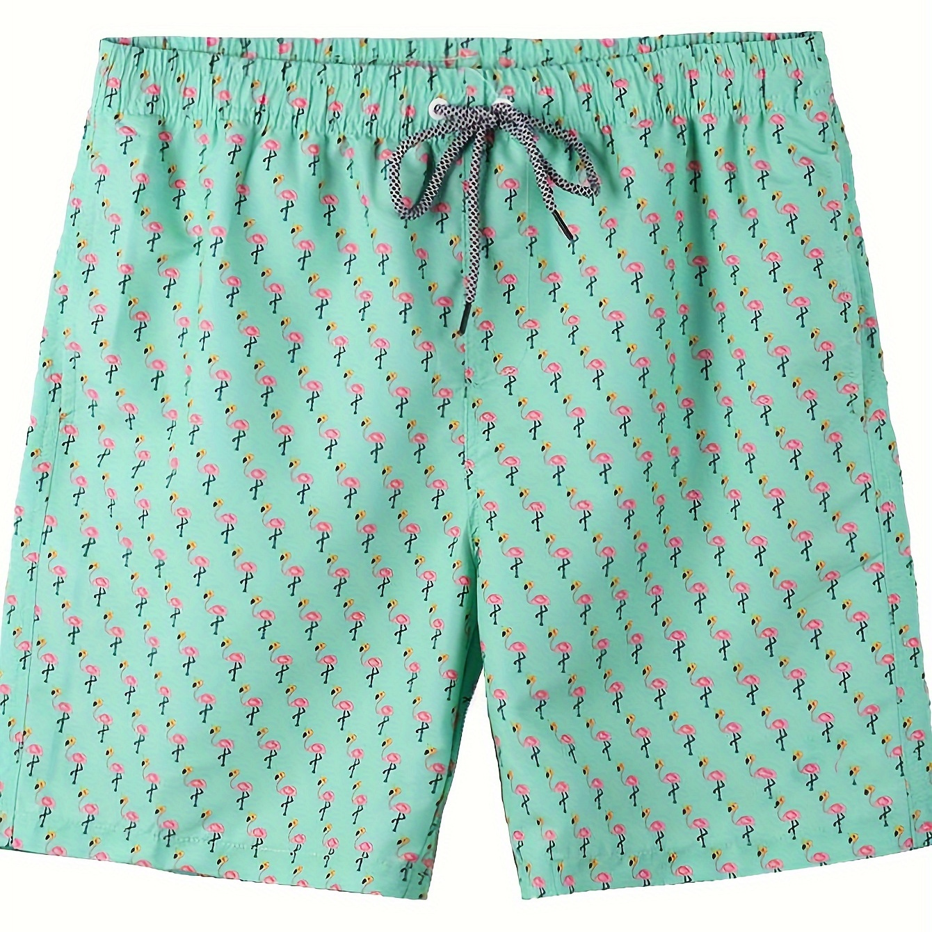

Boys Mint Green Swim Trunks With Flamingo Print | Lightweight, Quick-dry Summer Shorts For Fun In The Sun