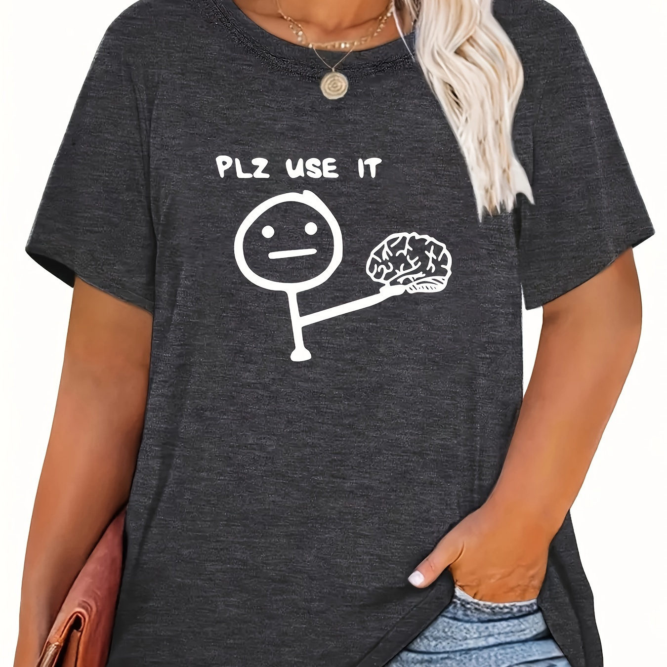 

Cotton Blend Casual T-shirt For Women With Cartoon , All-season Knit Fabric, Round Neck, Elasticity, Unisex-adult Sizing