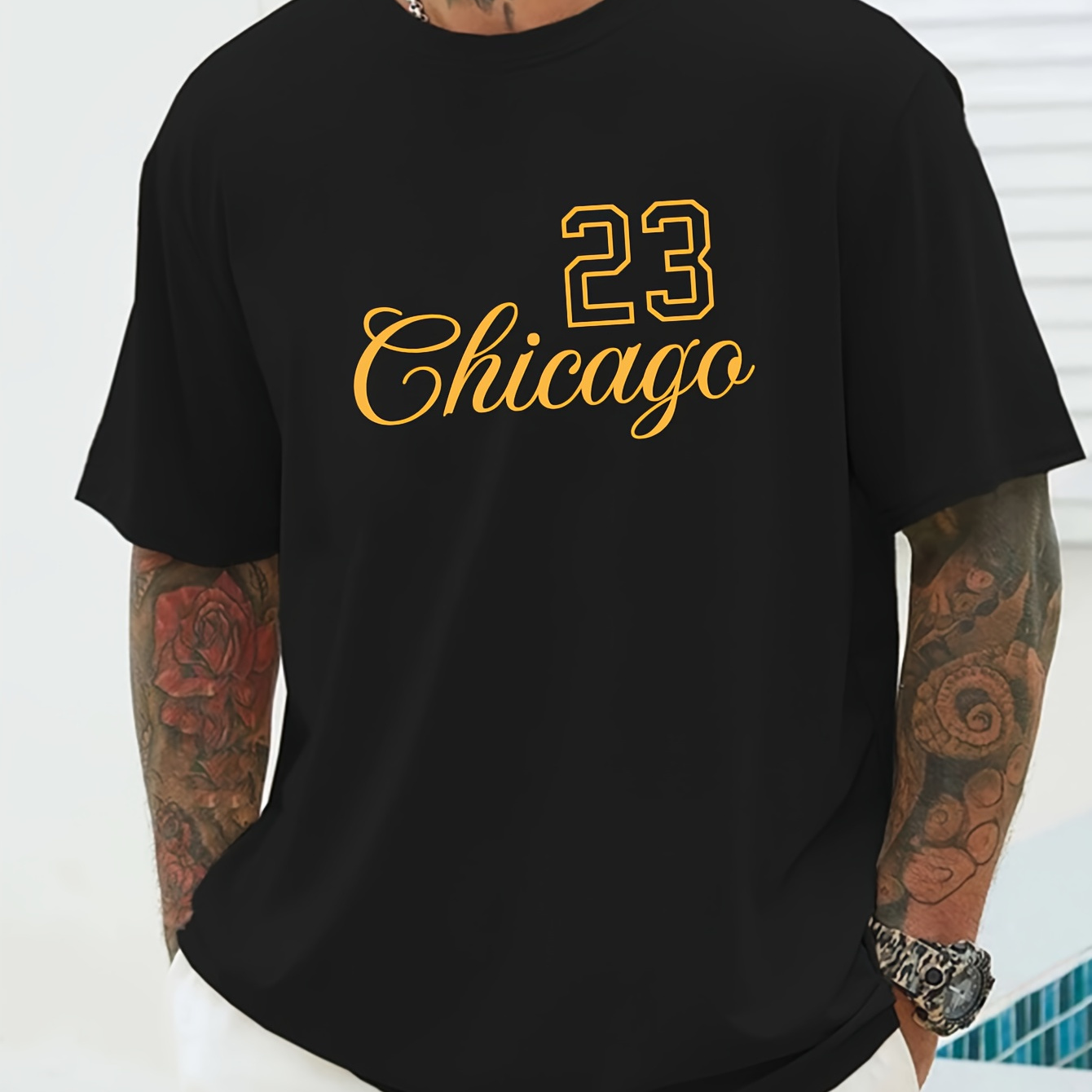 

23 Chicago Print Men's Round Neck Short Sleeve Tee Fashion Regular Fit T-shirt Top For Spring Summer Holiday