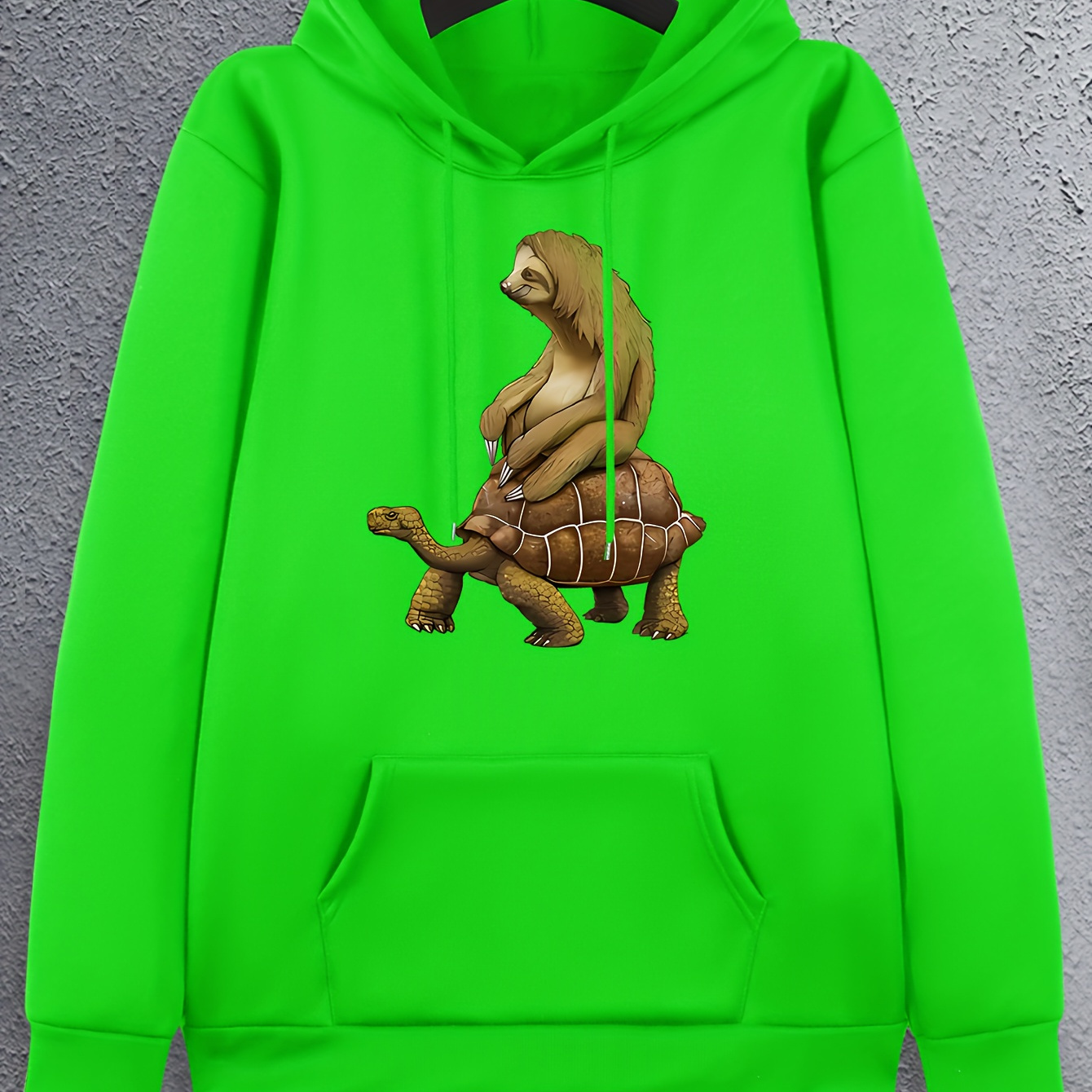 

Cartoon Sloth And Turtle Pattern Print Hooded Sweatshirt, Hoodies Fashion Casual Tops, Men's Clothes For Spring Autumn Outdoor