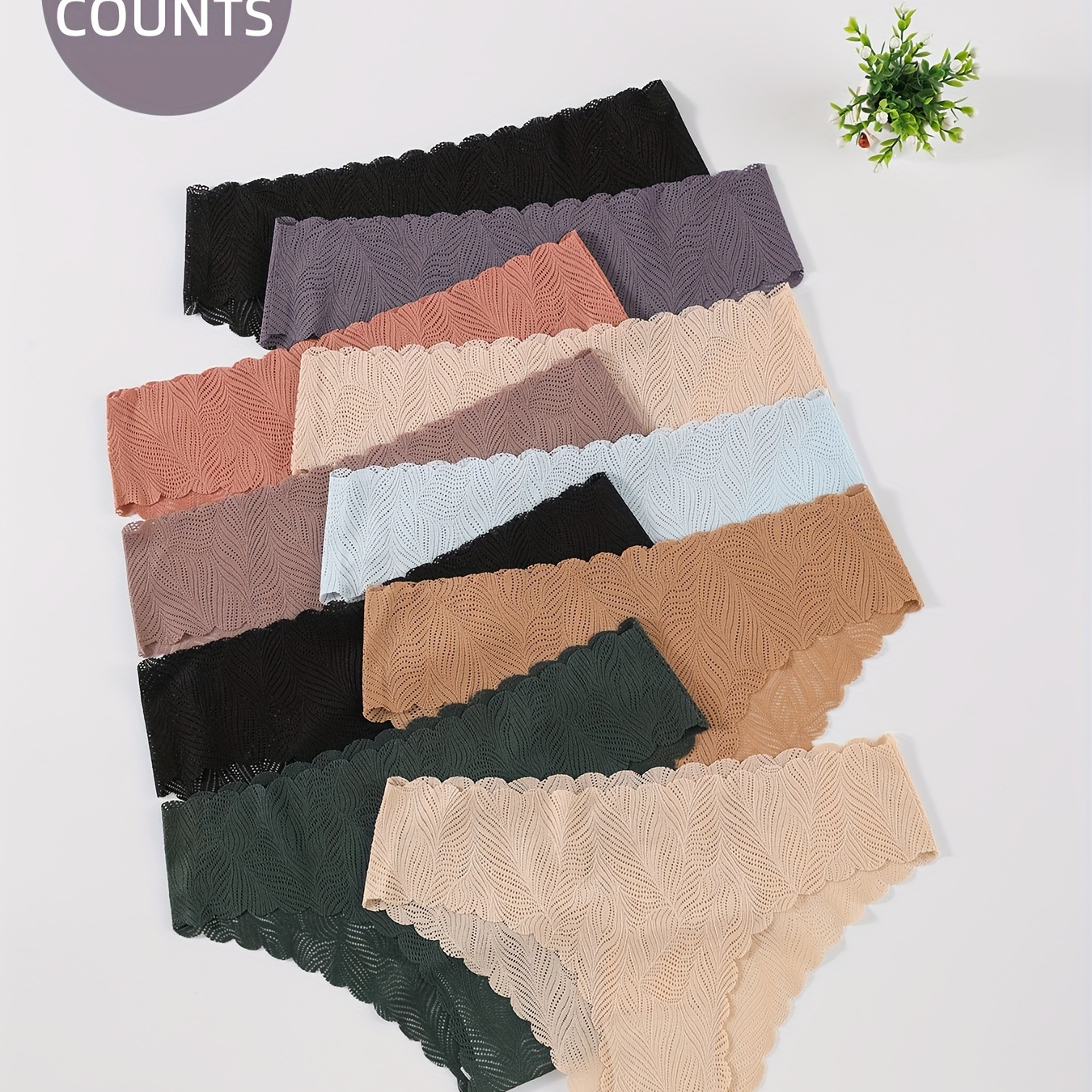 

Ten-piece Set Of Solid Color Seamless Wavy Women's Underpants, One-piece Quick-drying Low-waist Comfortable Briefs