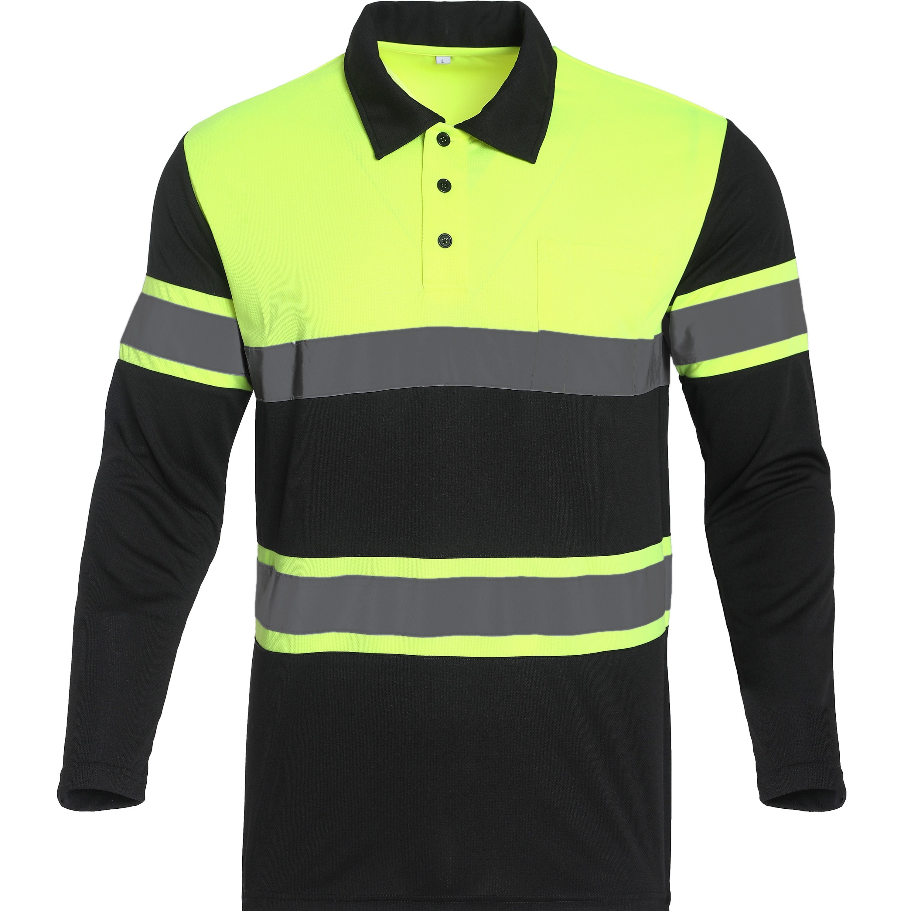 

Men's Safety Shirt With High Visibility, Men's Color Block Button Up Shirt, Long Sleeve Workwear