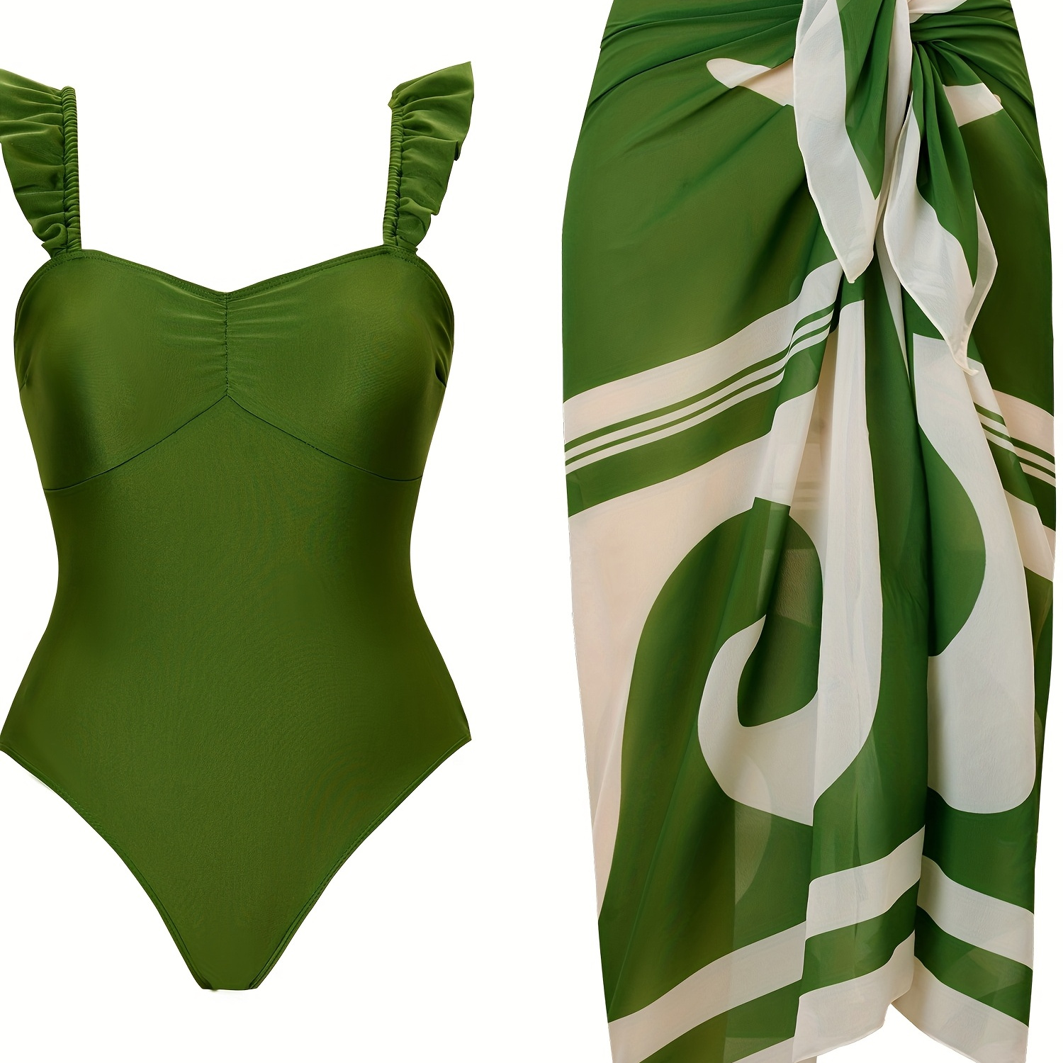 

New European And American -piece Swimsuit With A Backless Design, Featuring A Chiffon Beach Skirt Sexy And Covers The Belly.