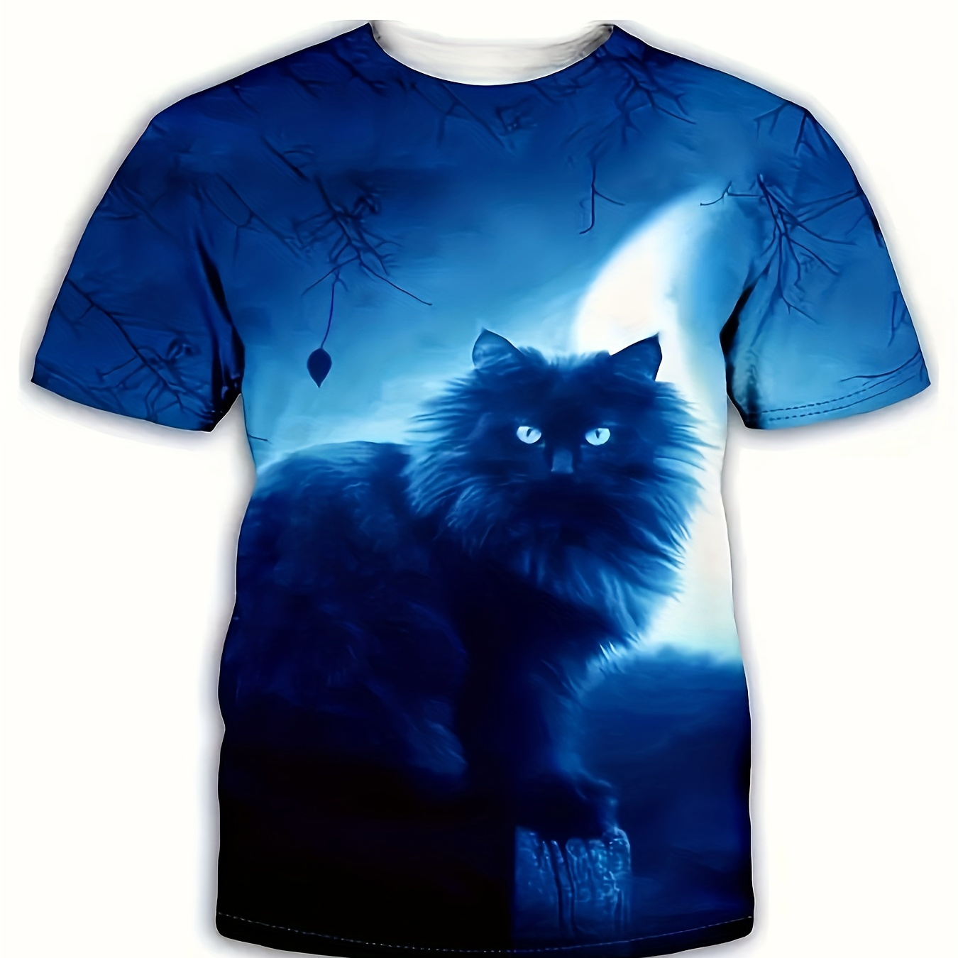 

Men's Trendy Casual Crew Neck Graphic T-shirt With Exquisite 3d Cat Prints For Summer Daily Wear