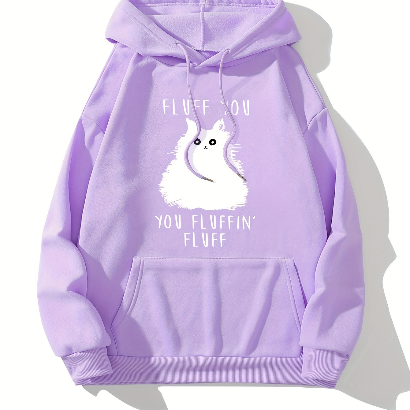 

Cute Cat Print Hoodie, Versatile Drawstring Kangaroo Pocket Hoodies Sweatshirt, Women's Clothing