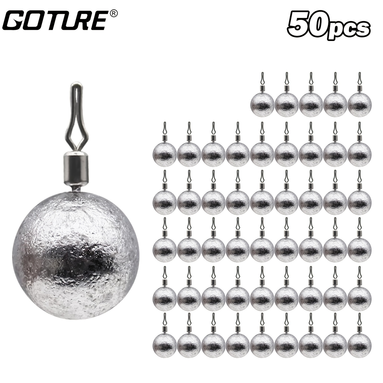 50pcs * Fishing Spherical Drop Shot Weights - Bulk Pack of 3.5g, 5g, and 7g  - Lead Skinny Sinkers with Barrel Swivels for Freshwater and Saltwate