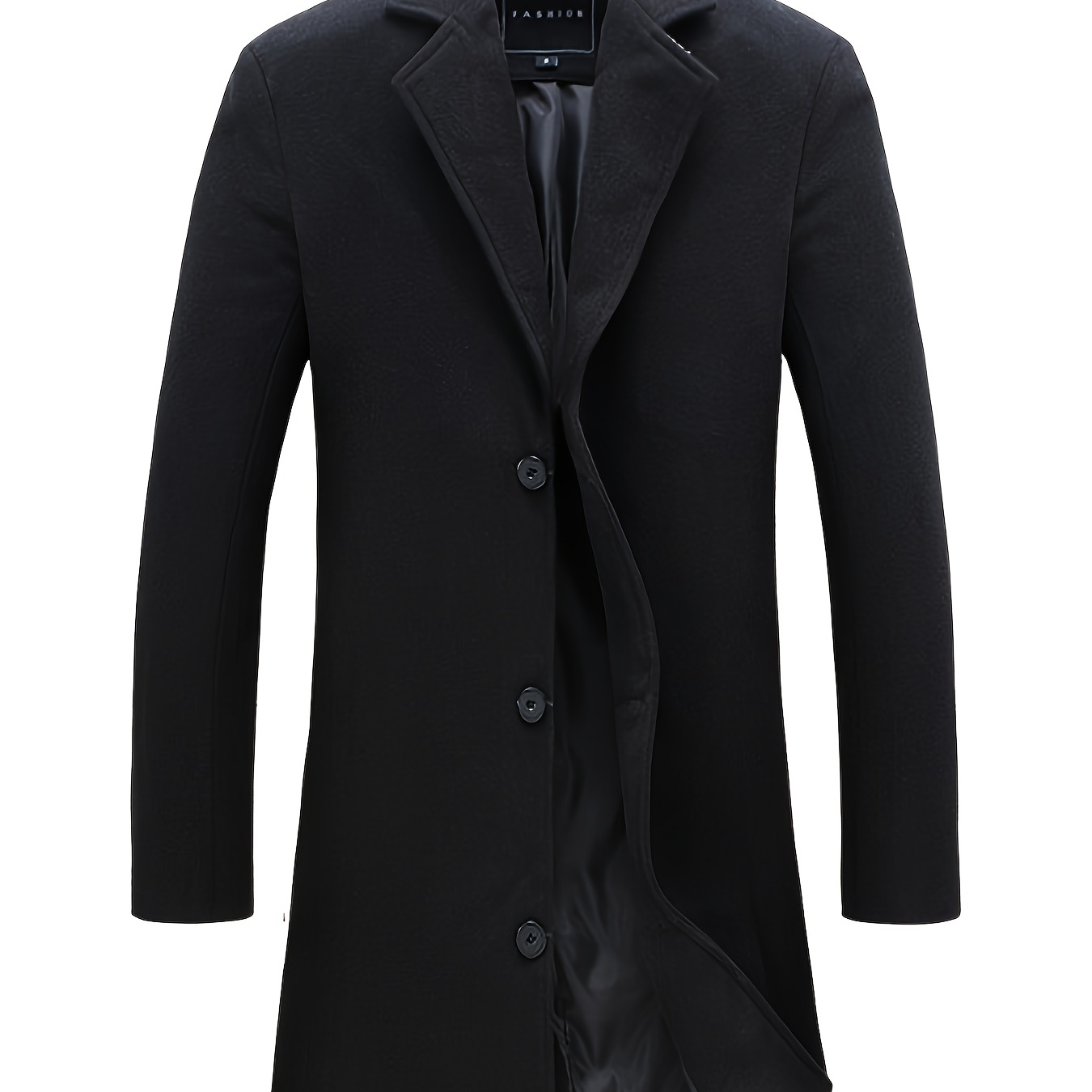 

Men's Slim-fit Mid-length Trench Coat - Casual Fleece-, Single-breasted, With Pockets,