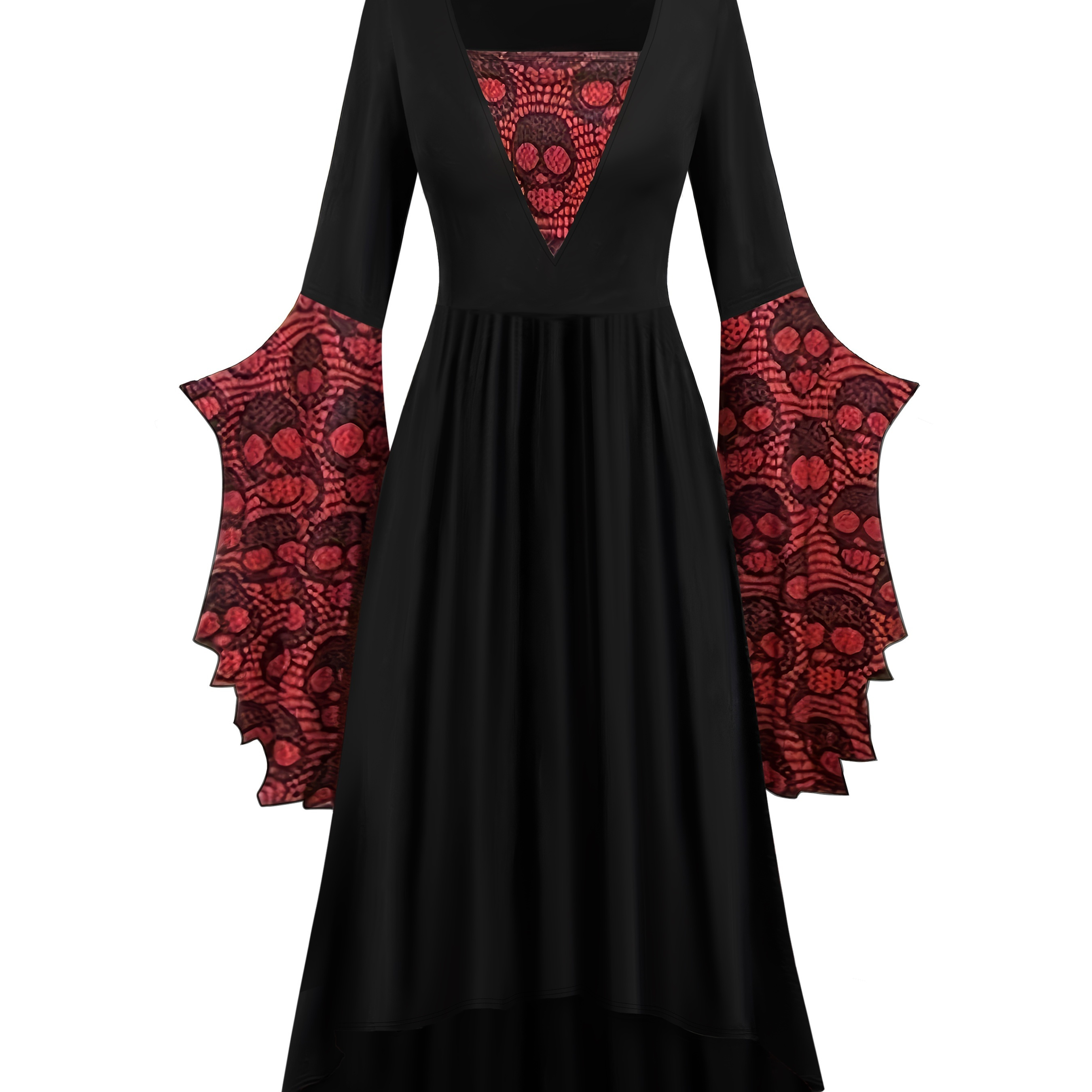 

Halloween Skull Patchwork Sleeve Cinched Waist - Women's Polyester , Elastane , , Peplum ,