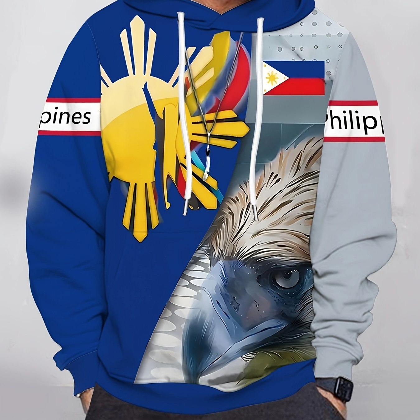 

Men's Patriotic Philippine Flag & Eagle 3d Print Hoodie - , Casual Fit With Kangaroo Pocket, Polyester & Spandex , Machine Washable