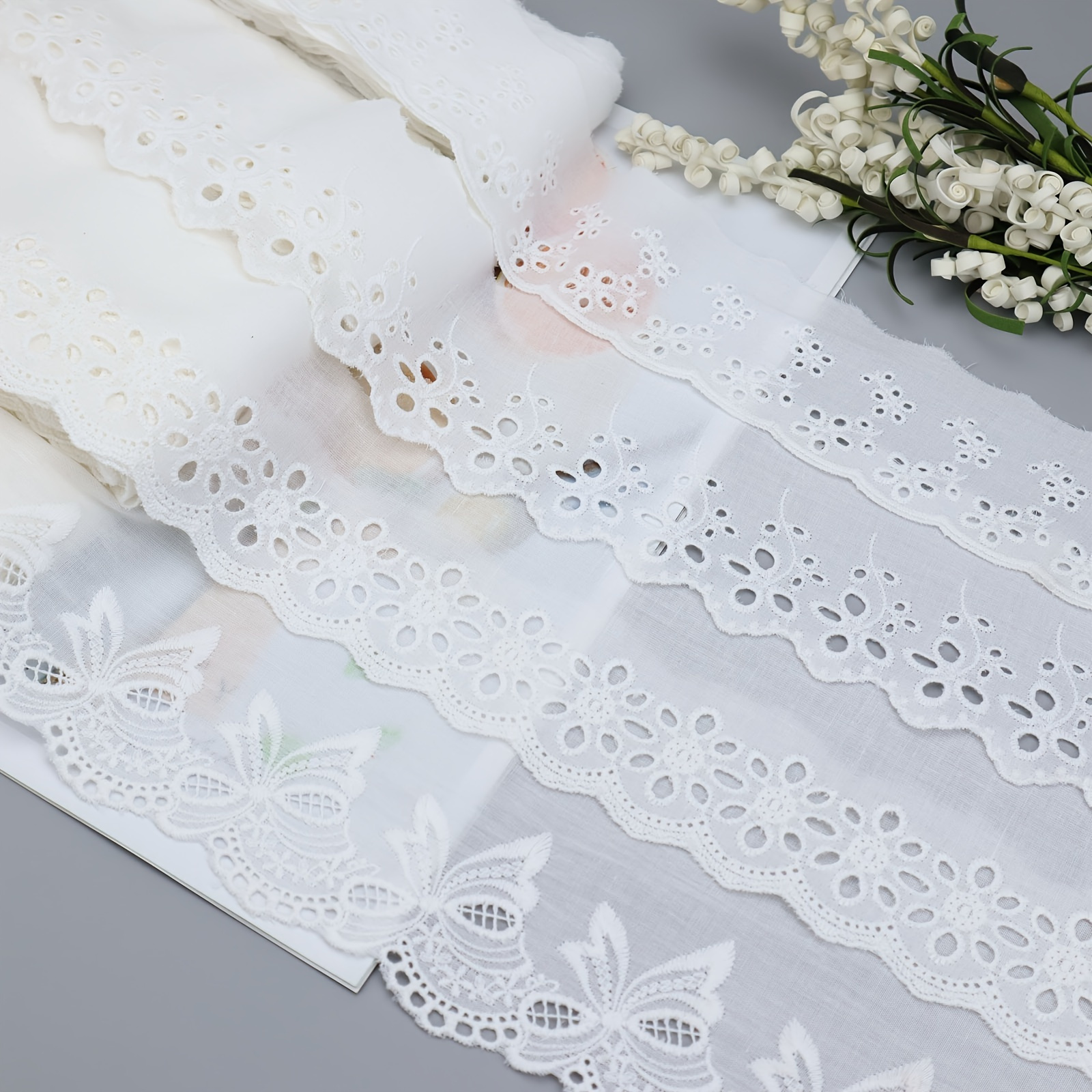 1yards White Embroidery Lace Guipure Leaf Laces Ribbons - Temu