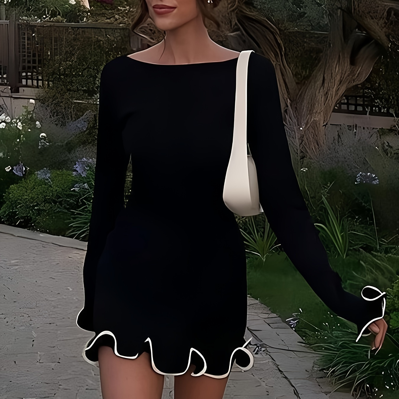 

Ruffle- Bodycon - Long , , , Washable - For & Fall