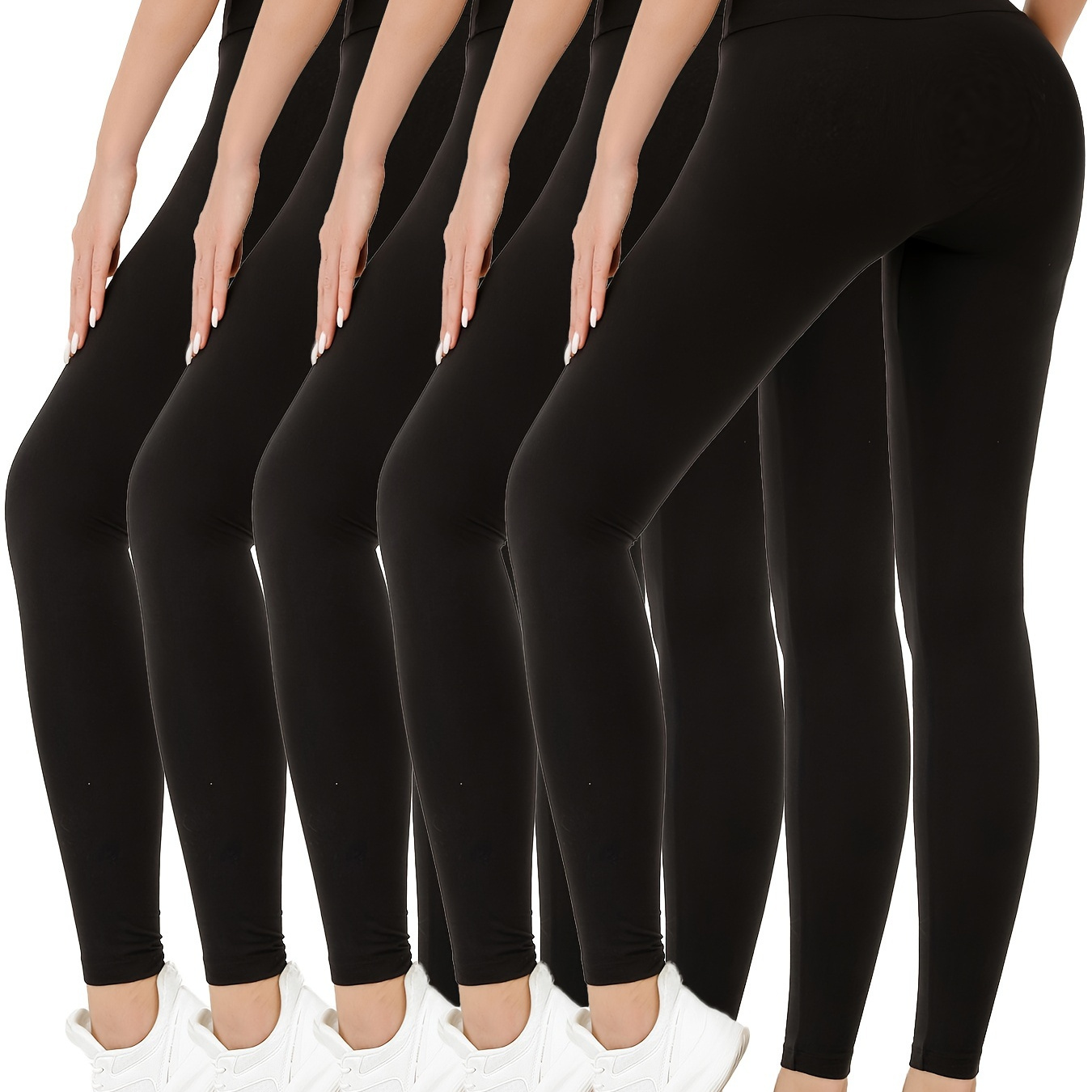 

5pcs Super Soft Leggings For Women, High Waisted Tummy Control No See Through Workout Yoga Running Pants Leggings, Women's Activewear