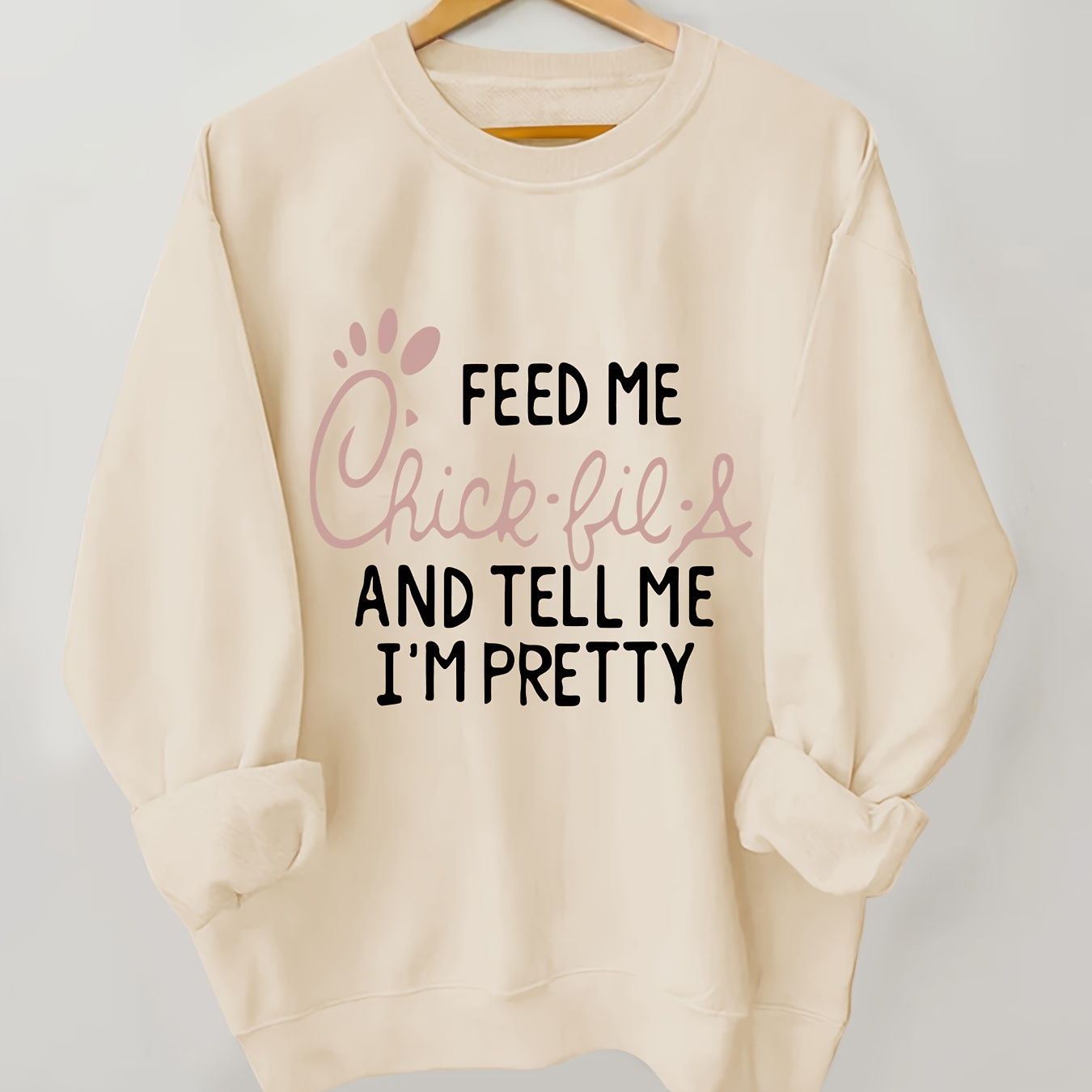 

Letter Print Women's Casual Long Sleeve Sweatshirt - Polyester , Round Neck, Knit Fabric, All