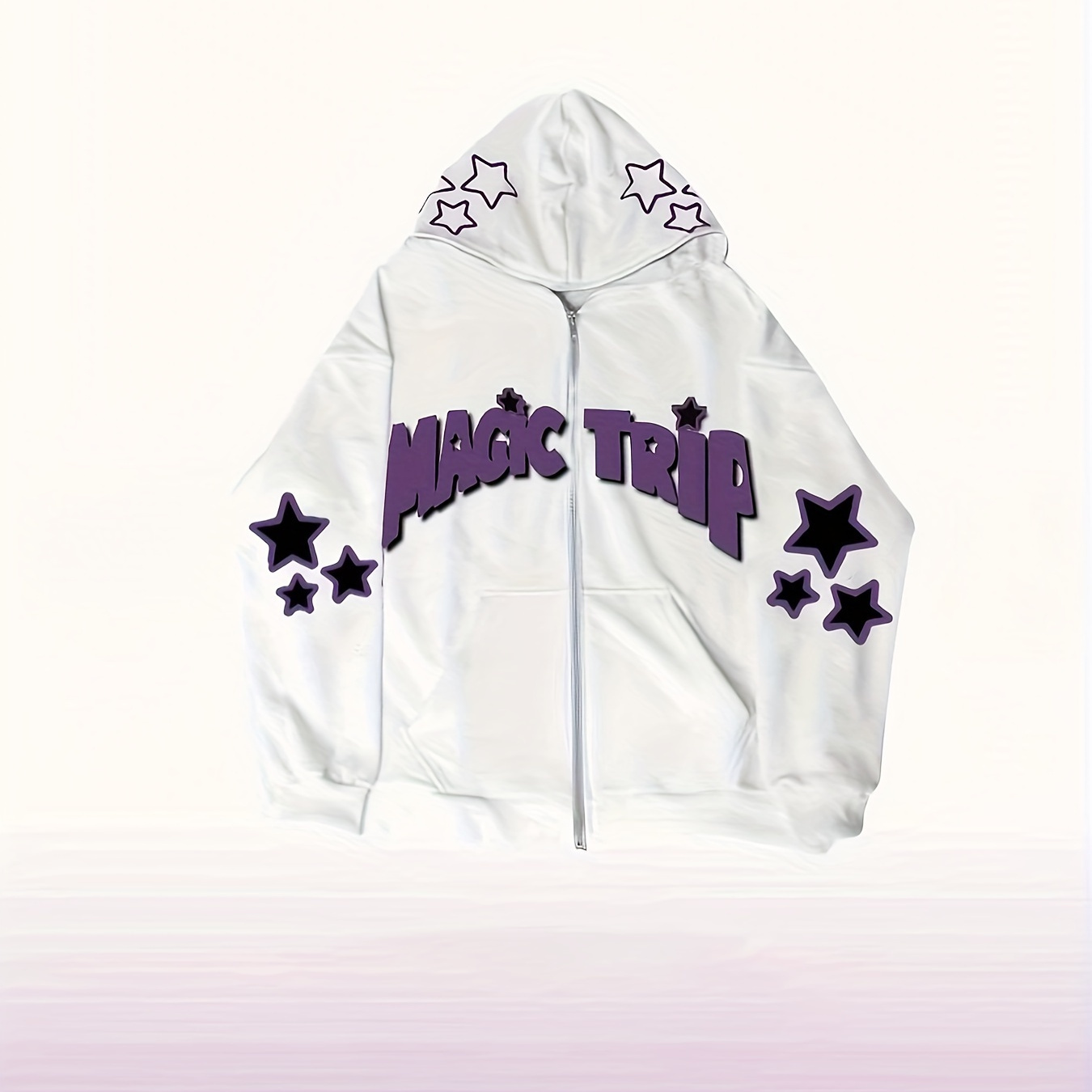 

Y2k Star & Letter Print Hoodie, Retro Zip Up Long Sleeve Hoodie Sweatshirt, Women's Clothing