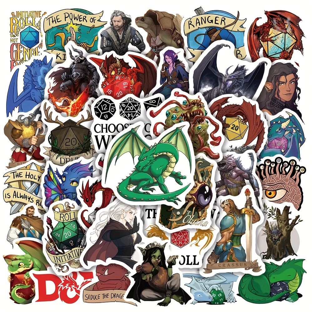 

50pcs Dragon Series Doodle Stickers For Mobile Phone Case Laptop Helmet Skateboard Decor, Waterproof Decorative Stickers, Diy Creative Toys