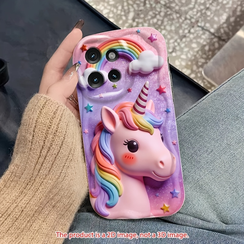 TEMU Phone Case - 2d Flat Cute Cartoon Unicorn Soft Protective Phone Case Suitable For Motorola For Moto G04 G05 G10 G14 G15 G20 G22 G24 G30 G34 G35