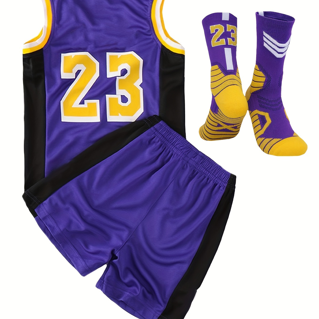 

Boys Girls Basketball Jersey Sets Lightweight Basketball Tank Top + Track Shorts + Stockings