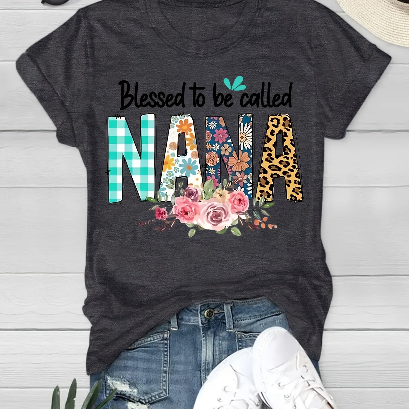 

Women's Casual Crew Neck Top With "blessed To Be Called " Print, Short Sleeve, Slight Stretch, Knit Fabric, 180gsm, Polyester 60%, Rayon 35%, Spandex 5%, Wear