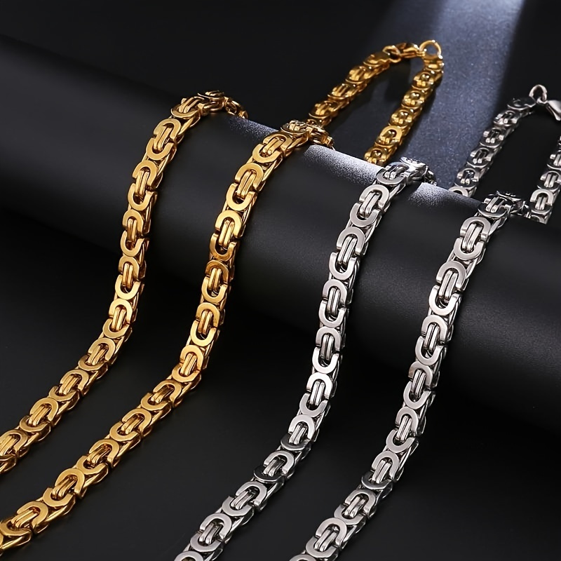

1pc Funky chaîne plate colliers chaîne à maillons en acier inoxydable pour hommes cadeaux bijoux