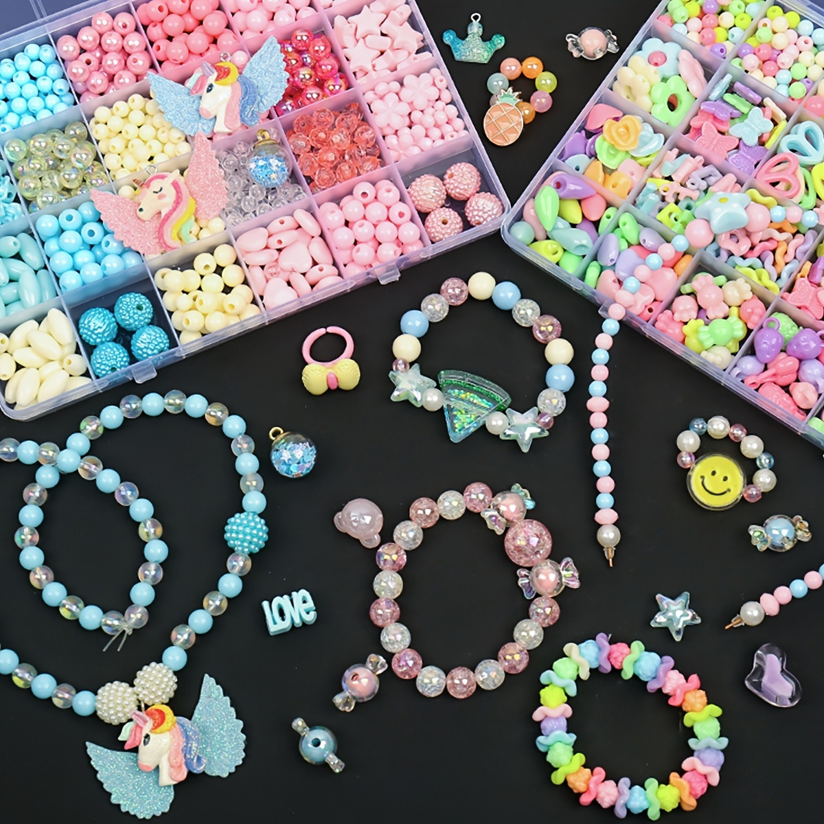 DIY Jewelry Kit Beads Bracelet Making Kit For Toddlers, Girls Toy, 24 Kinds  Of Beads With Handmade Tools