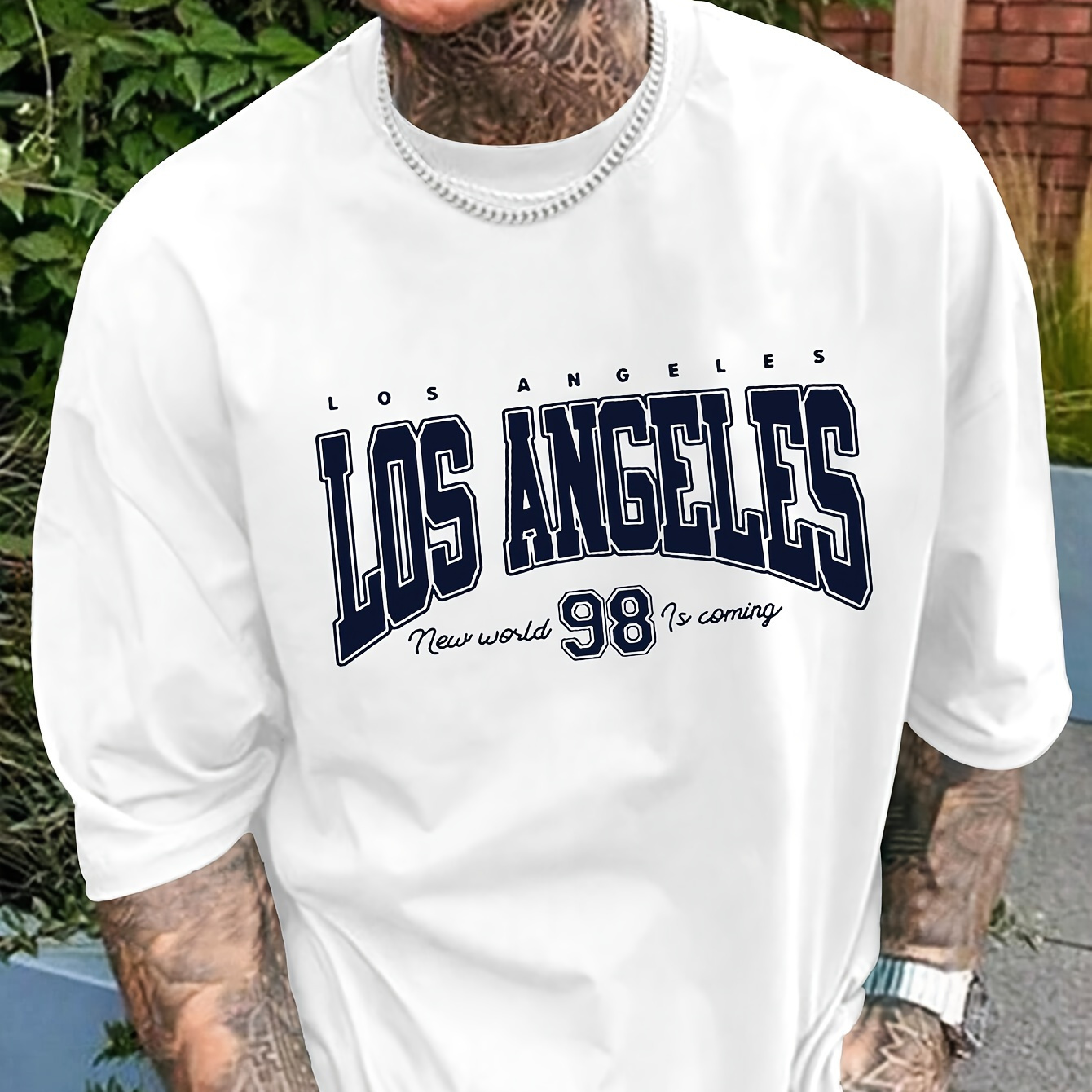

Los Angeles 98 Print T-shirt For Men, Casual Short Sleeve T-shirt For Summer