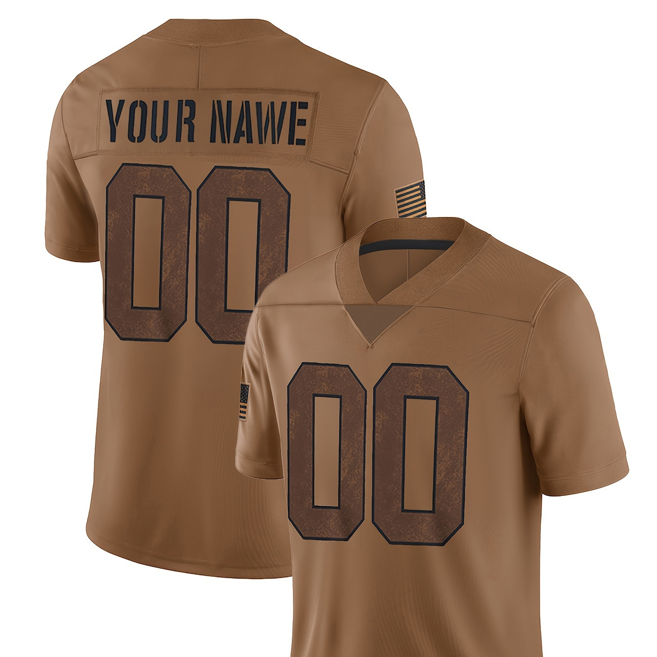 

Personalized Name And Number Embroidery Sports Jersey, Retro Loose Short Sleeve V-neck Rugby Uniform, Summer Party And Games