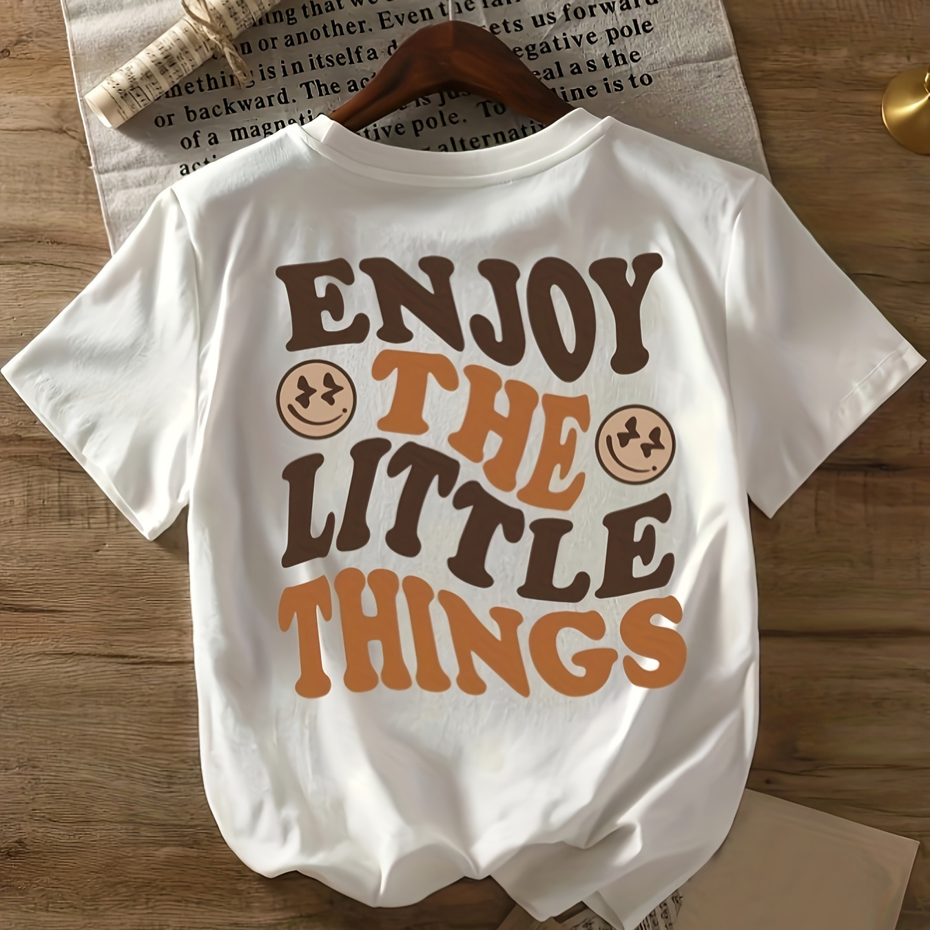 

Letter Print T-shirt, Short Sleeve Crew Neck Casual Top For Summer & Spring, Women's Clothing
