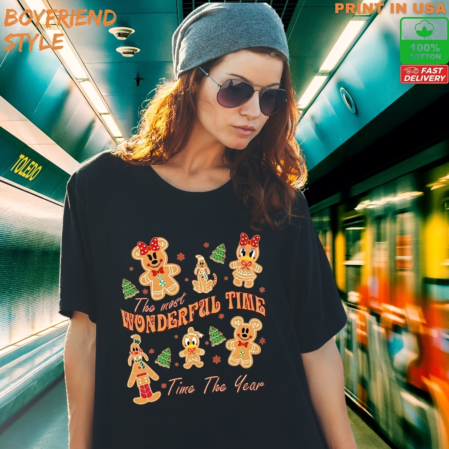 

Christmas And Gingerbread T-shirt, Woman's Cozy T-shirt For Women, 100% Cotton Casual Personality Comfortable, Colour Is Avaliable, Print In Usa Fast Delivery.