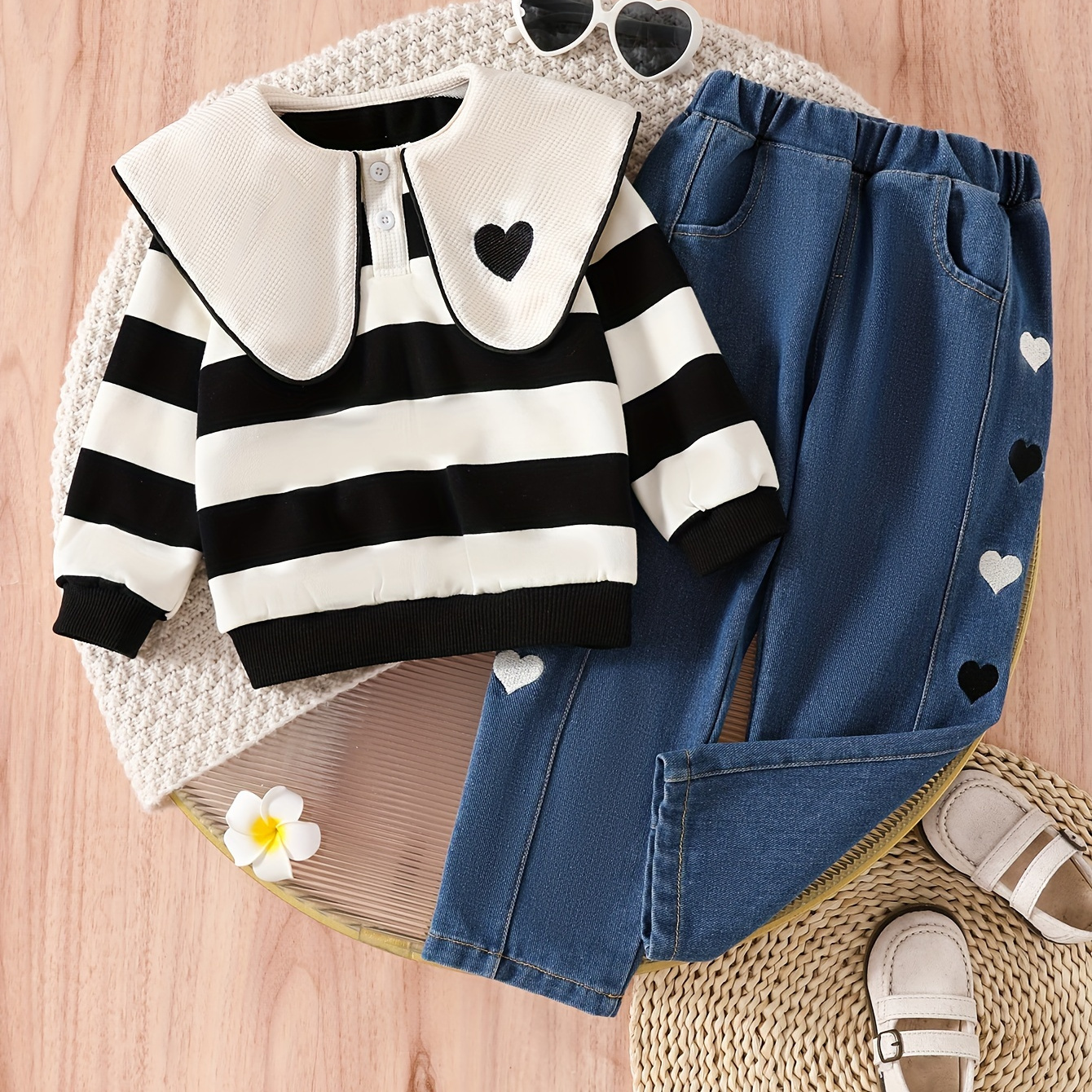 

' Striped Top & Set - Washable, , For