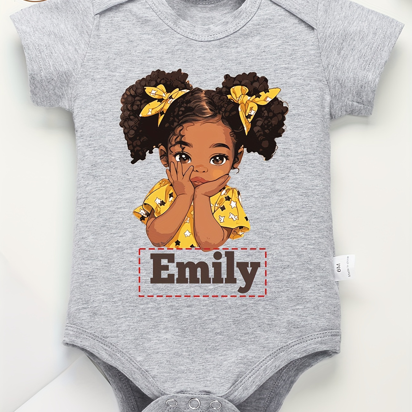 

Customized 100% Cotton Baby Onesies......name Customization & Cartoon Girl Print Soft Fashion Round Neck Baby Bodysuit