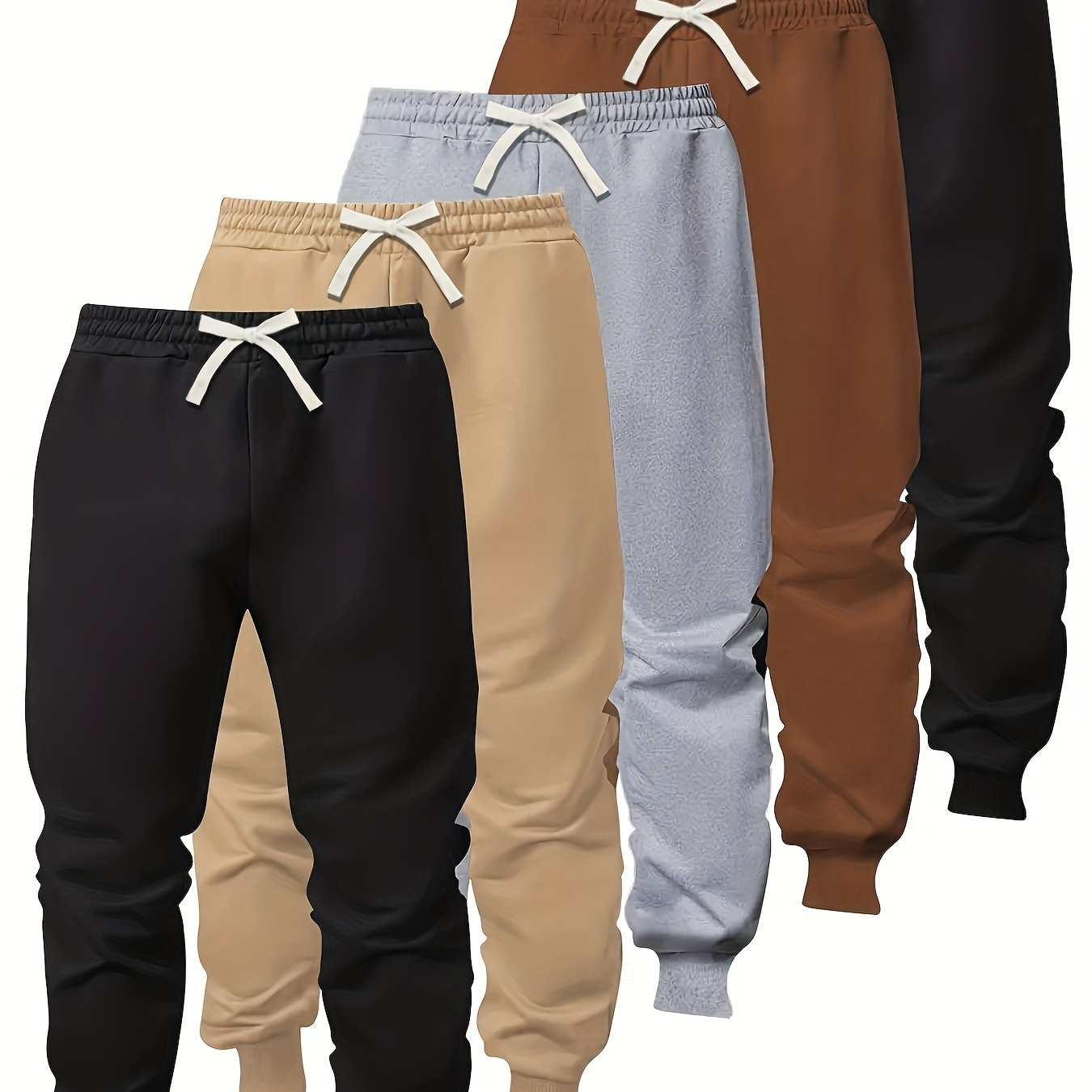 

Lot de 5 pantalons de sport actifs pour garçons, coupe régulière avec poches, style sportswear décontracté