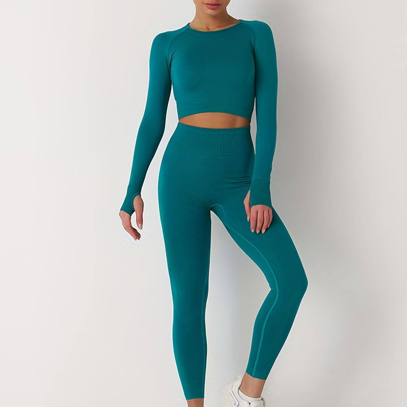 Long Sleeve High Stretch Yoga Top Solid Color Pilates - Temu Canada