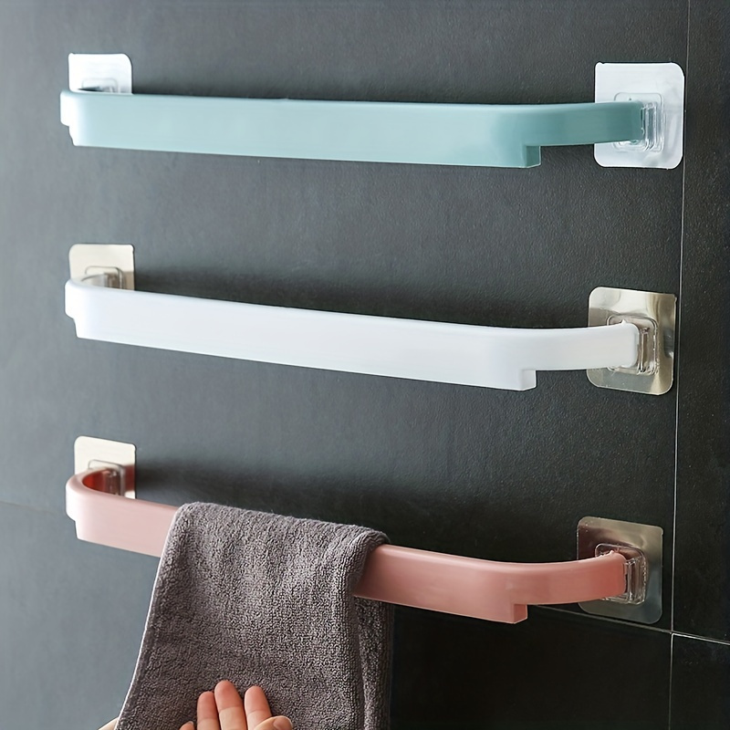 

1pc Extended Plastic Towel Rack - Self-adhesive, Punch-free, Wall-mounted Slipper Holder - Bathroom Organizer With Multiple Storage Options Bathroom Accessories