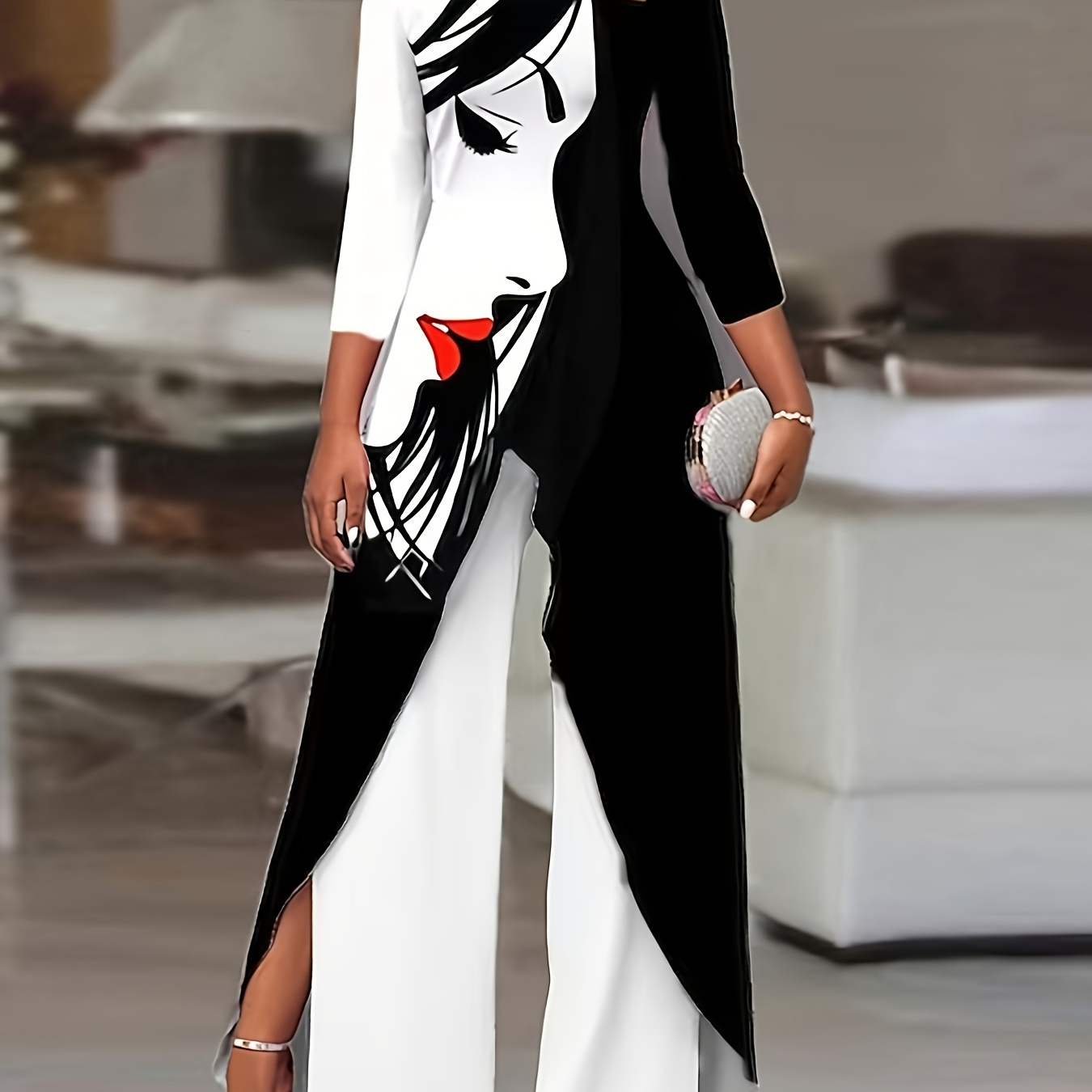 

Women's Business Elegant Wide Leg Casual Loose Shoulder Suit Sexy Party Suit
