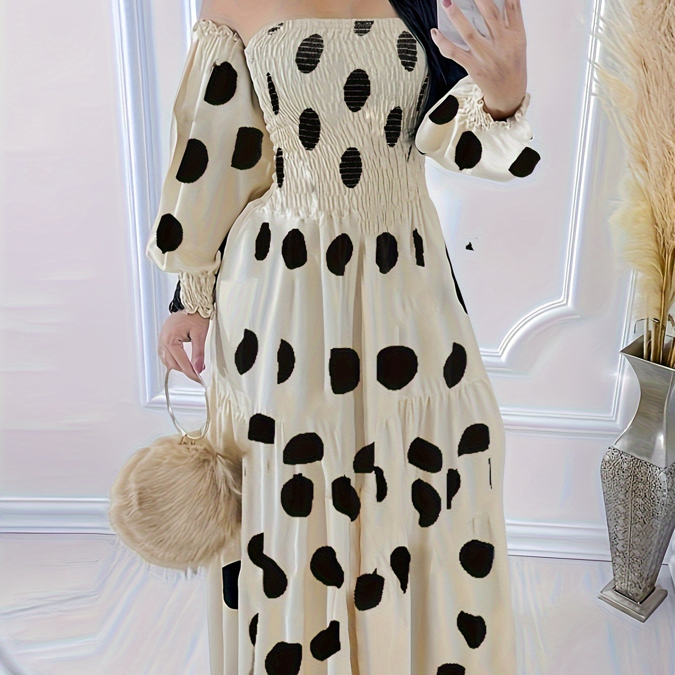 

Wave -shoulder Long Dress