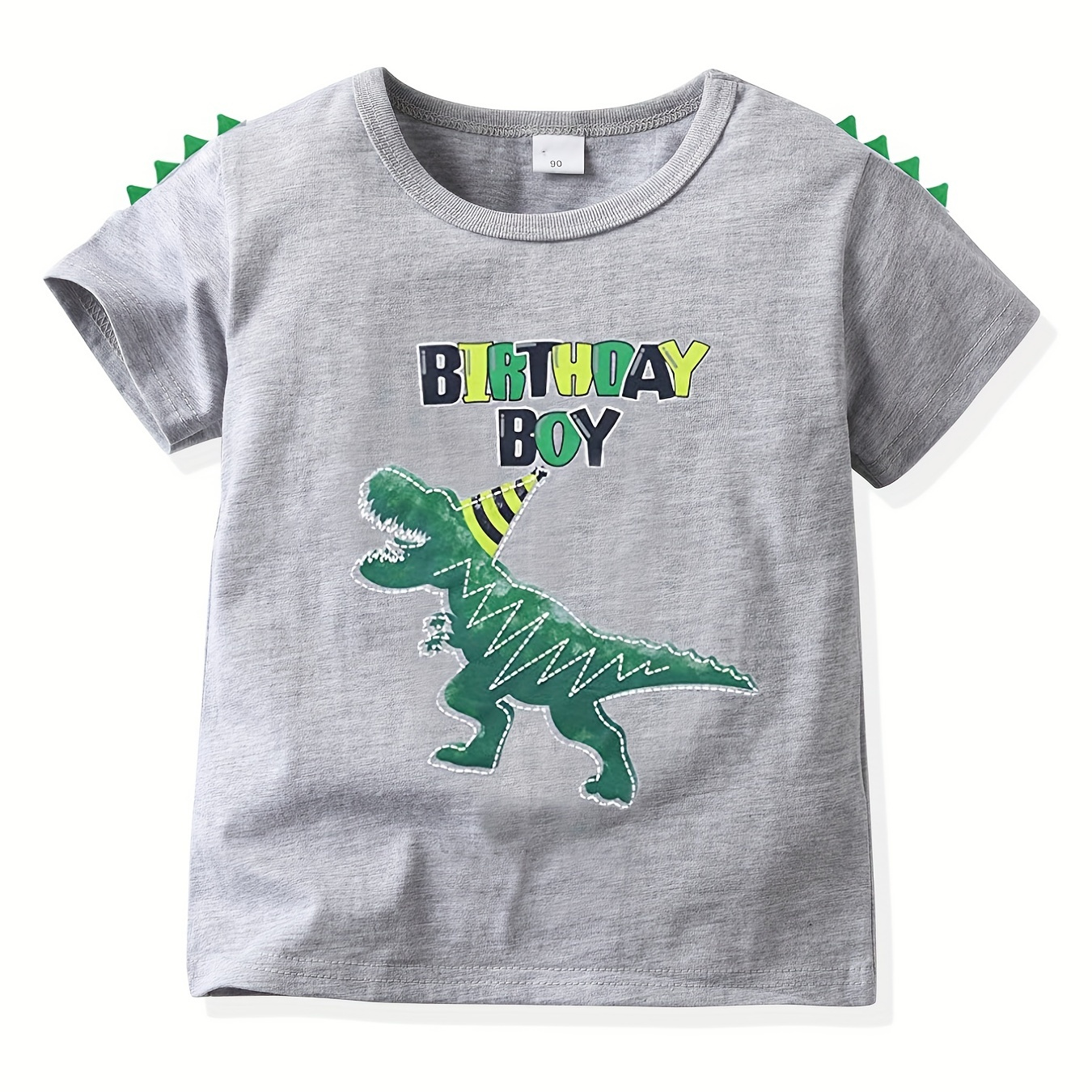 

Boys Casual T-shirt, Birthday T Shirt, Lightweight Comfy Short Sleeve Tops, Cartoon Dinosaur Graphic Tees For Unisex Toddlers Summer, Kids Clothings