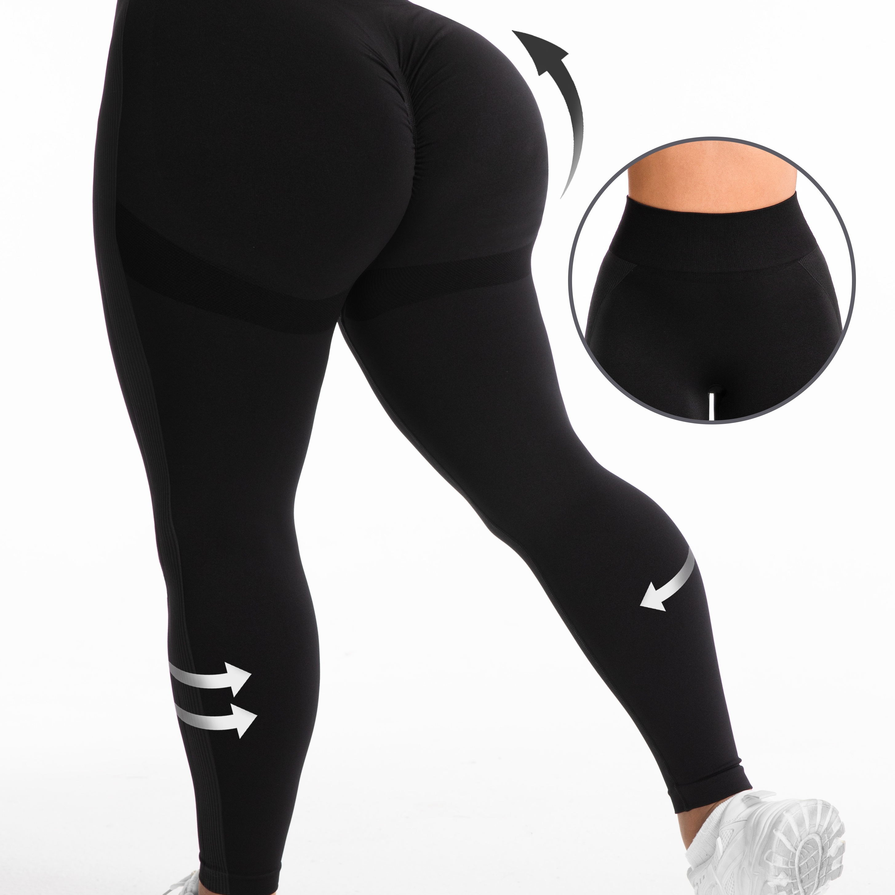 

Plus Size High-waist Yoga Leggings For Women - Seamless, Stretchy Nylon/elastane , Slimming Workout Pants, Non-see-through, Ideal For Spring/autumn