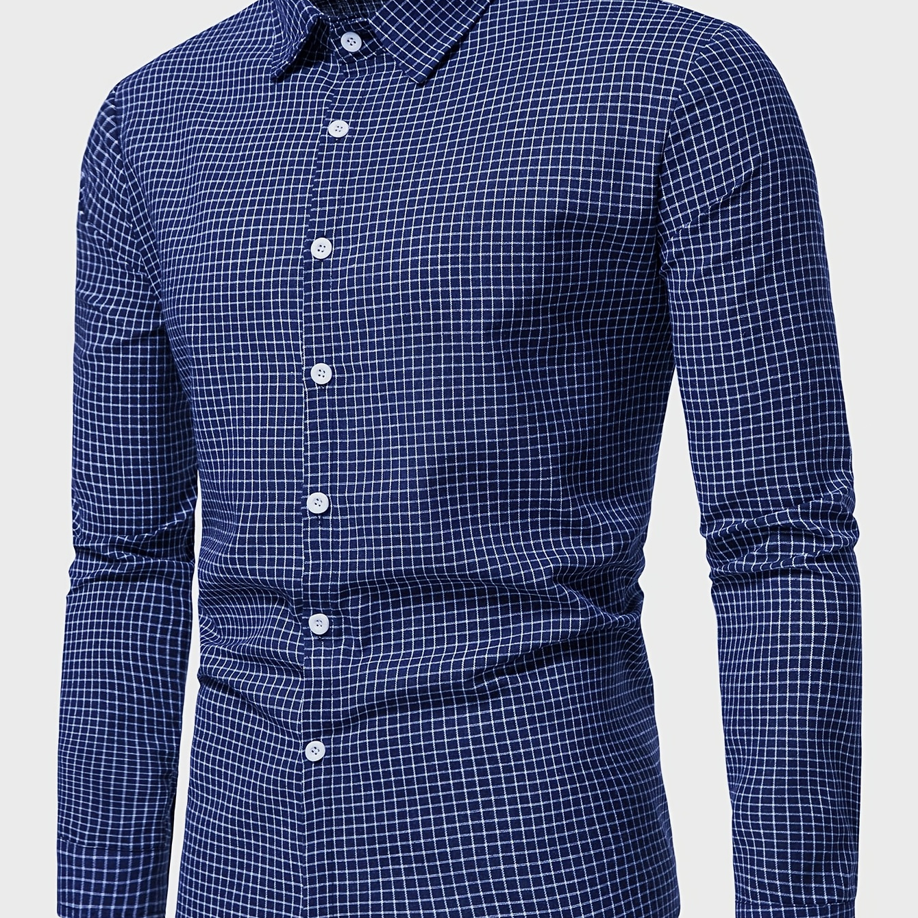 

Men's Casual Long Sleeve Shirt - Polyester, Machine Washable, Button-up Collar For Spring/fall, Summer, Casual Wear