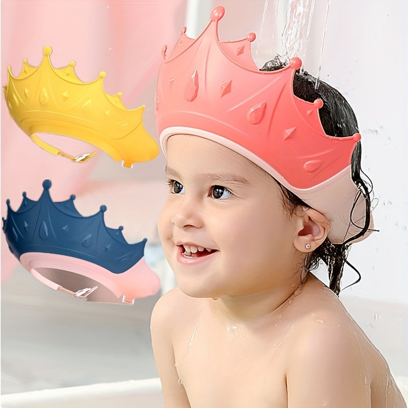 

Baby Cute Creative Crown Silicone Shampoo Cap Visor Adjustable Waterproof Portable Wash Hair Shield