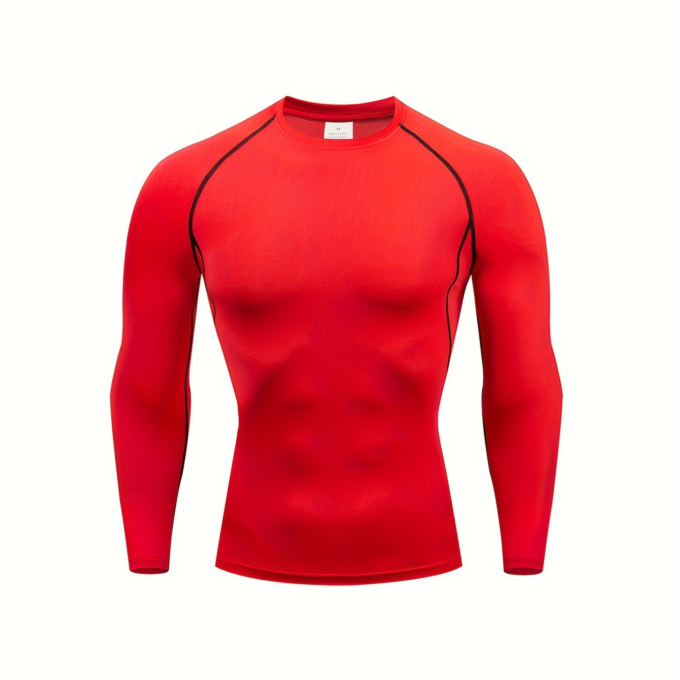 

Men's Fitness Tight Sports Fit Top Spring And Autumn, Morning Running Exercise Training Long Sleeve Layer Top, Solid Color Sweat Wicking Quick-drying Running Outdoor Training Basics Shirts