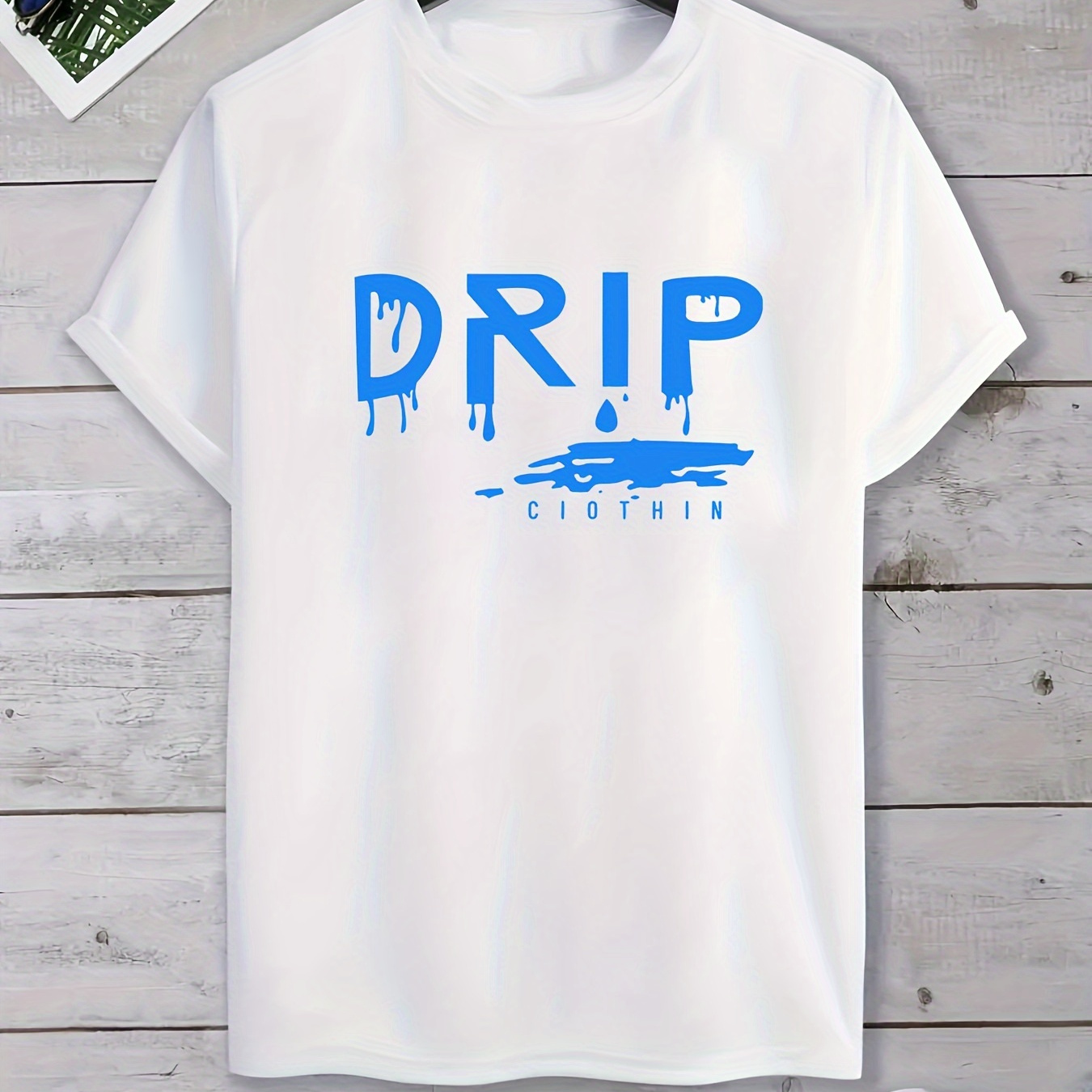 

Drip Print, Teens Creative T-shirt, Comfy Crew Neck Casual Tee Top, Trendy Summer Top