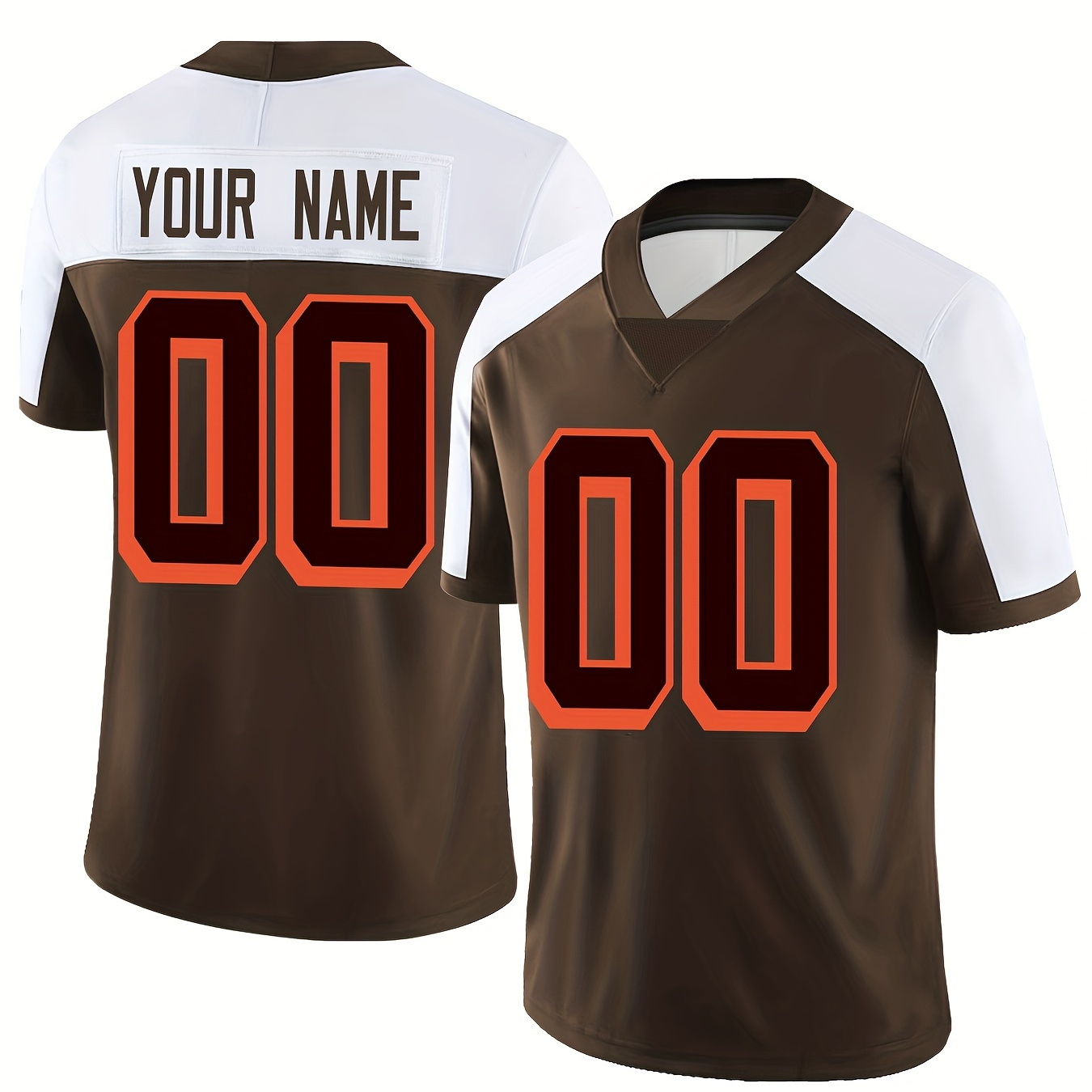 

Customized Name And Number Embroidery, Men's V-neck Color Block Football Jersey, Comfy Top For Training And Competition