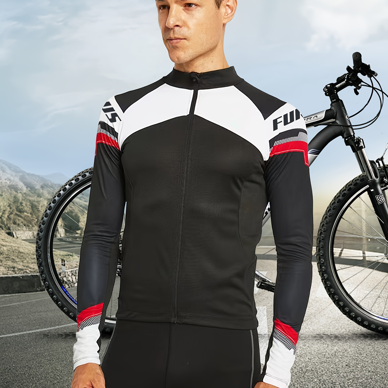 

Men's Long Sleeve Cycling Jersey, Moisture-wicking Breathable Quick-dry Outdoor Road Bike Jacket For Spring And Autumn