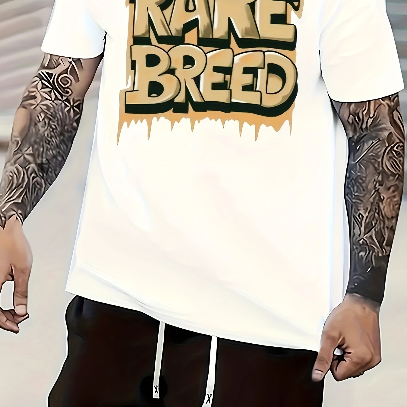 

Rare Breed Print Short Sleeve Crew Neck T-shirt, Men's Casual Top For Spring And Summer