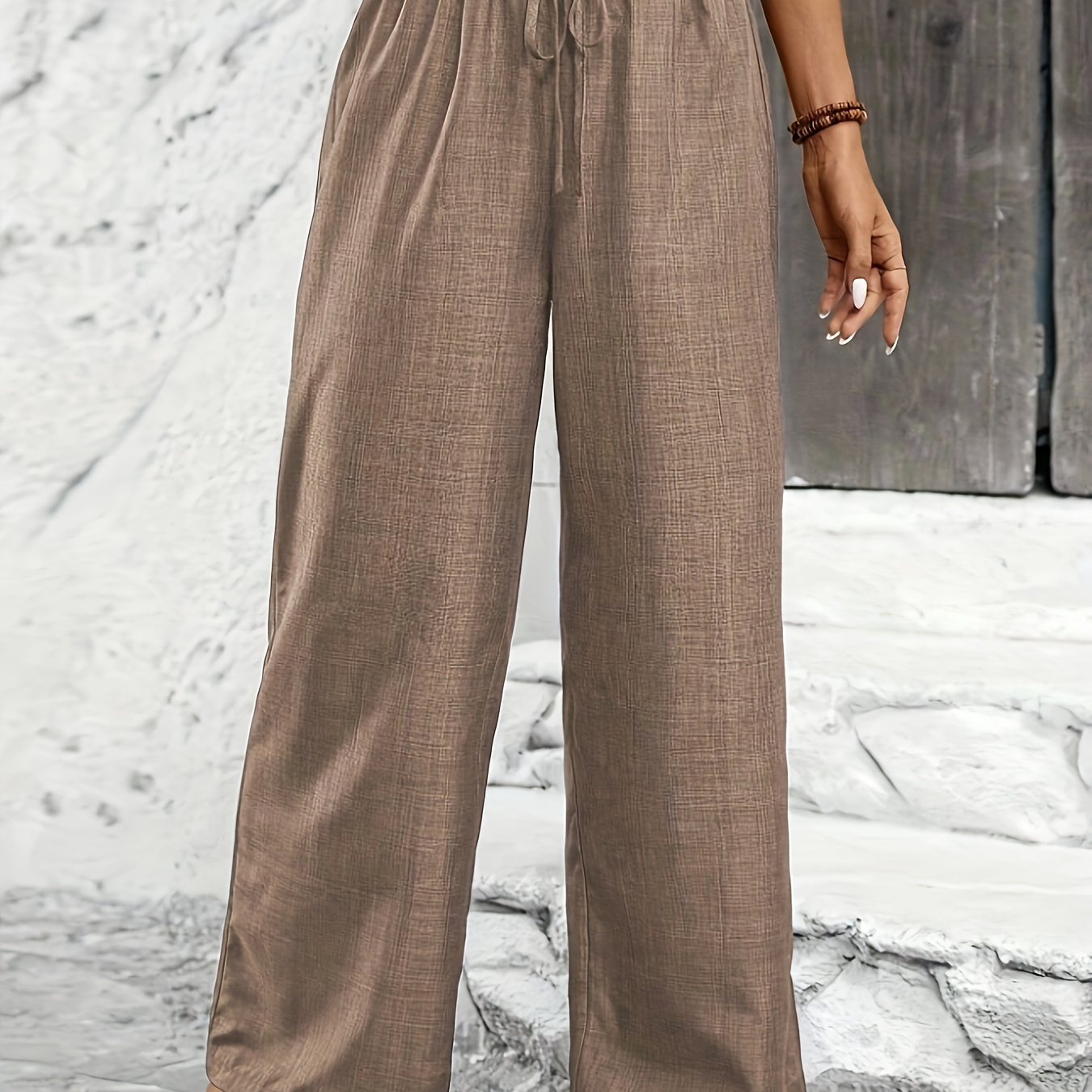 Premium Solid Color Twisted Knot Casual Straight-Leg Pants