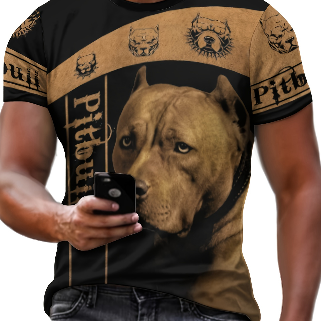 

Men's Pitbull 3d Print T-shirt - Lightweight, Comfortable Casual Summer Tee With Crew Neck & Short Sleeves