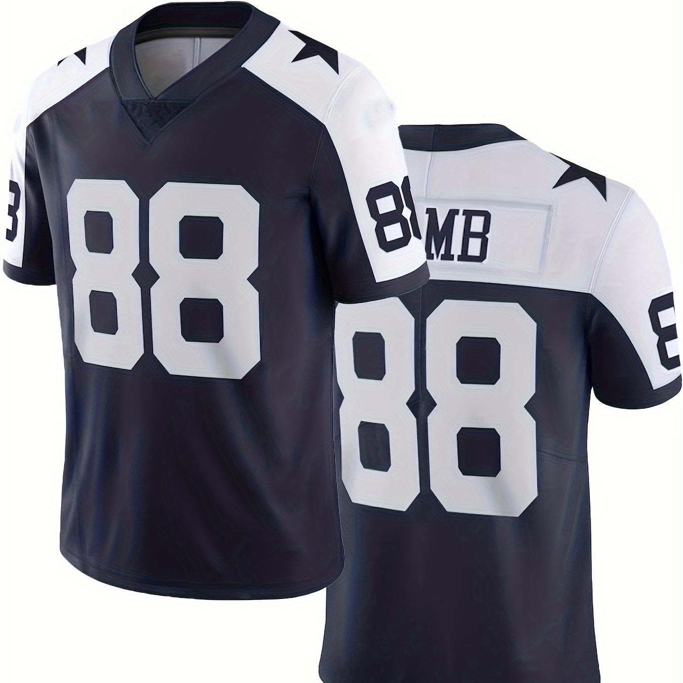 Men's #88 Blue American Football Jersey, Classic Embroidery Stitching Breathable Rugby Sports Uniform For Training Competition